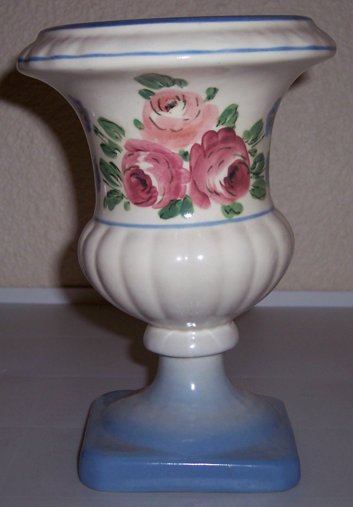 Camark Pottery Rose Decorated 8" Footed Vase!