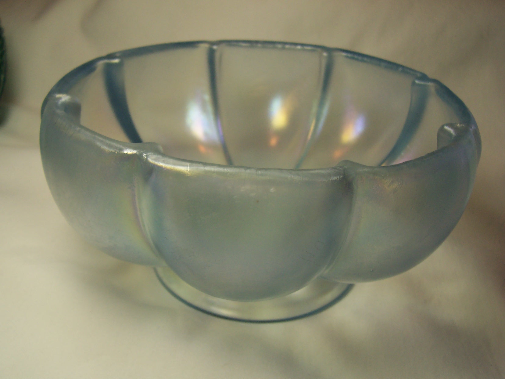 Fenton Velva blue stretch Glass Mellon Bowl