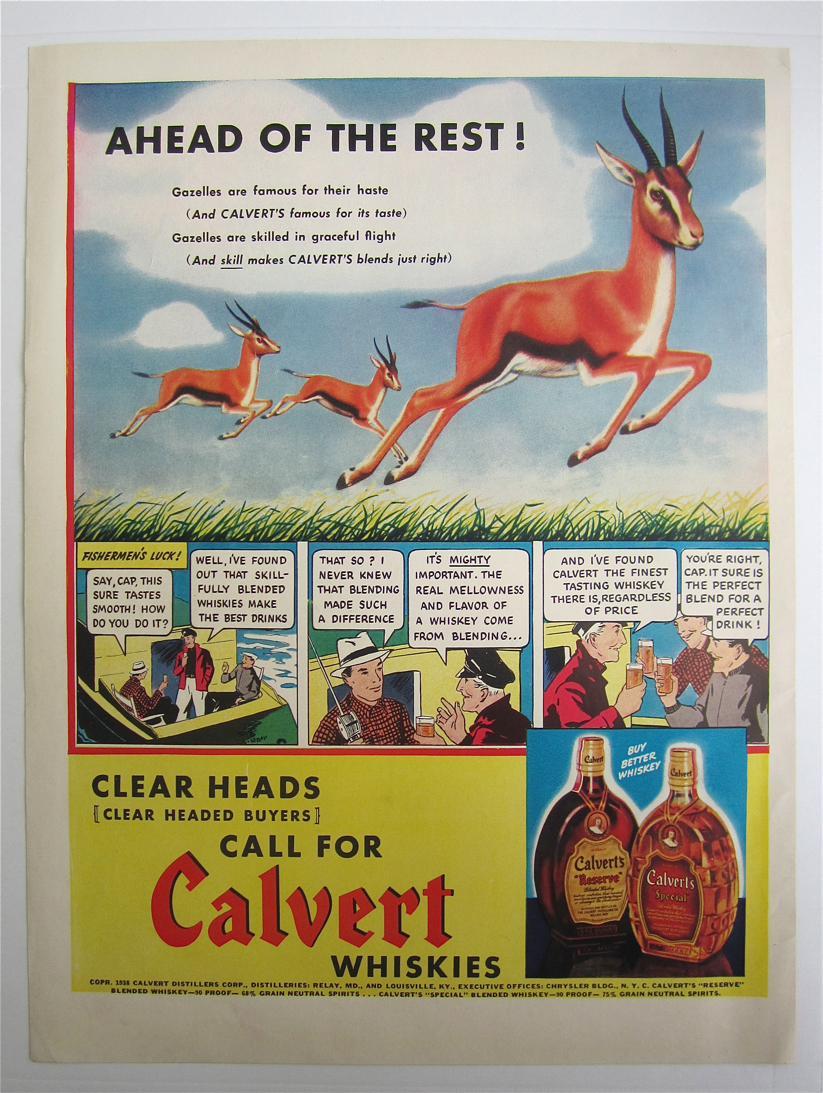 1938 Calvert Whiskey with Gazelles Running In Field