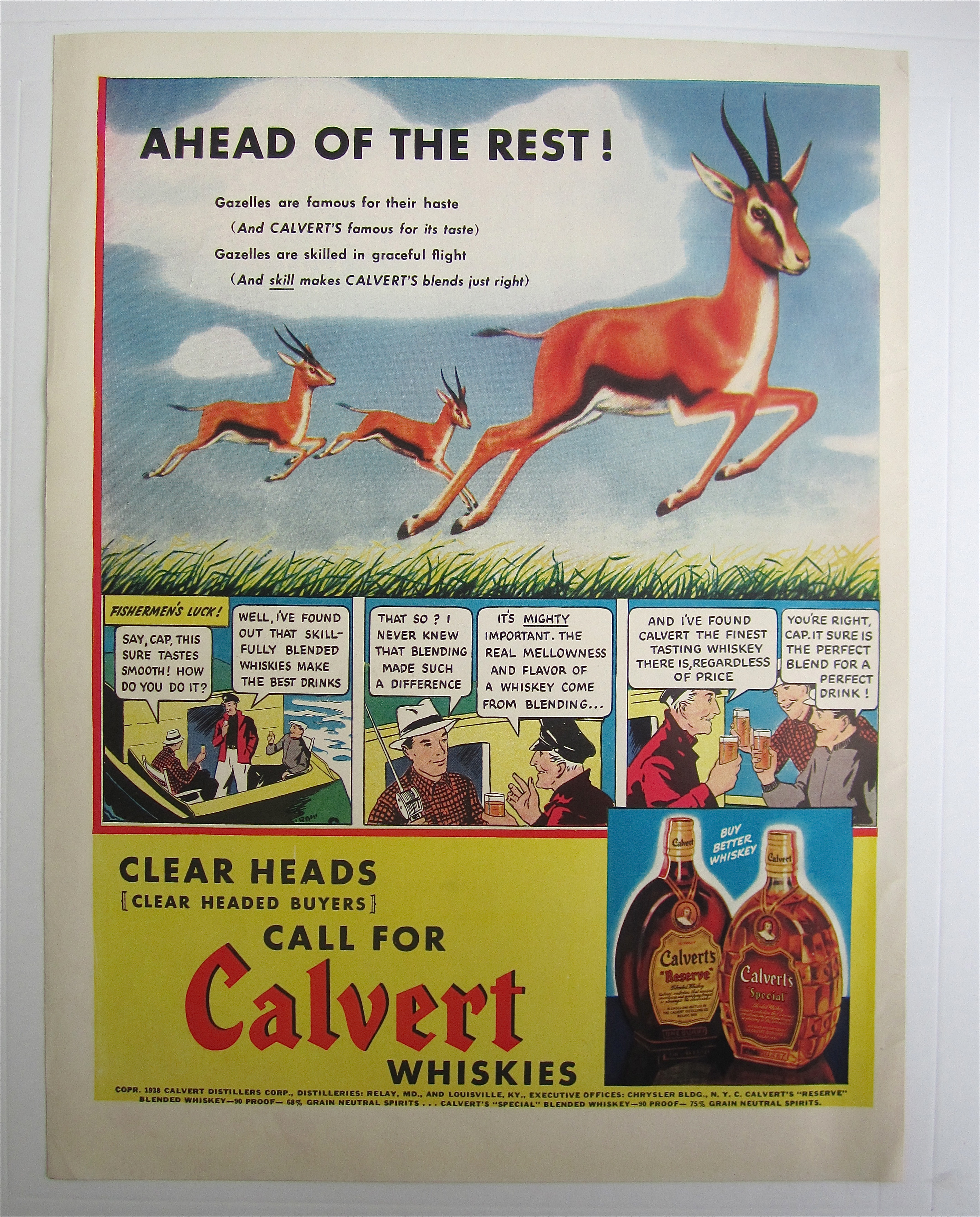 1938 Calvert Whiskey with Gazelles Running In Field