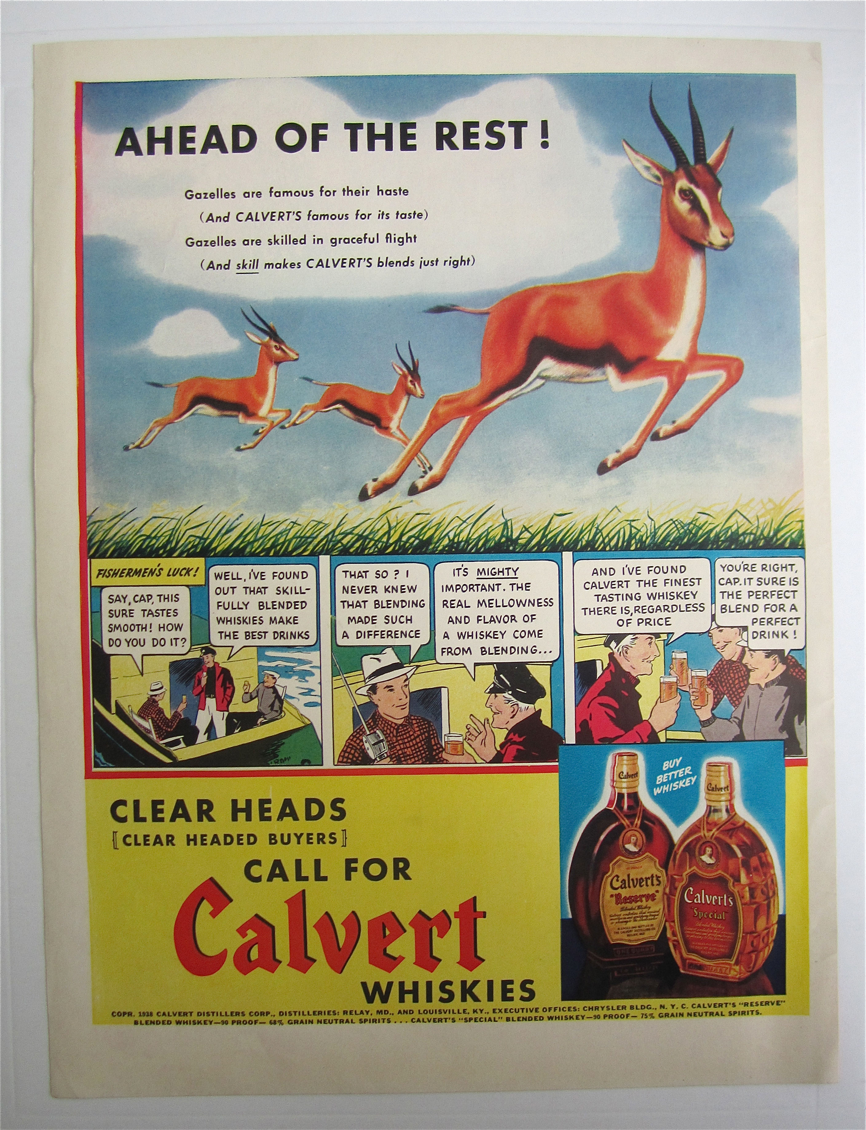 1938 Calvert Whiskey with Gazelles Running In Field