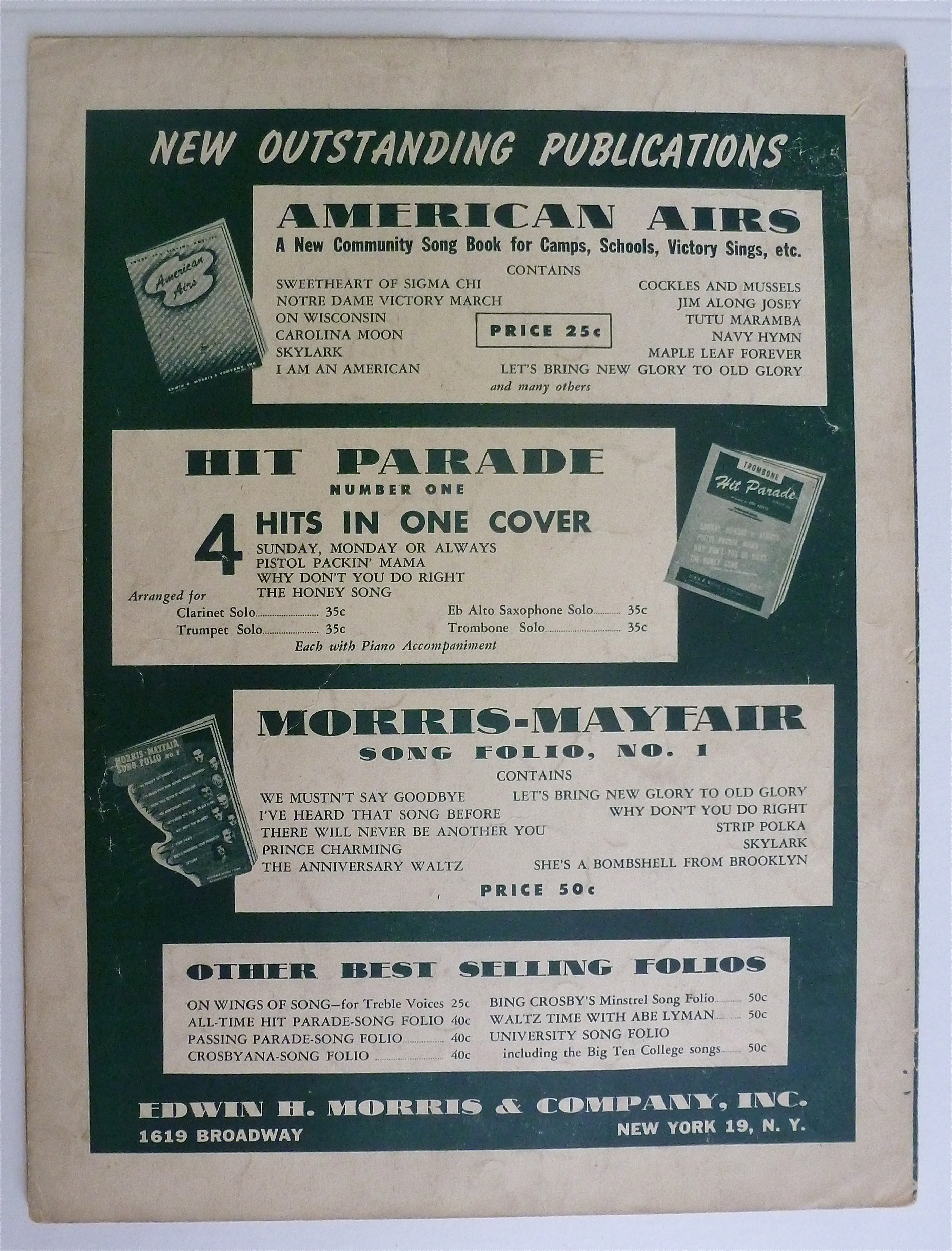 Sheet Music For 1943 Pistol Packin' Mama