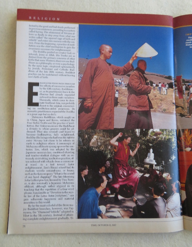 Time Magazine October 13, 1997 America's Fascination With Buddhism