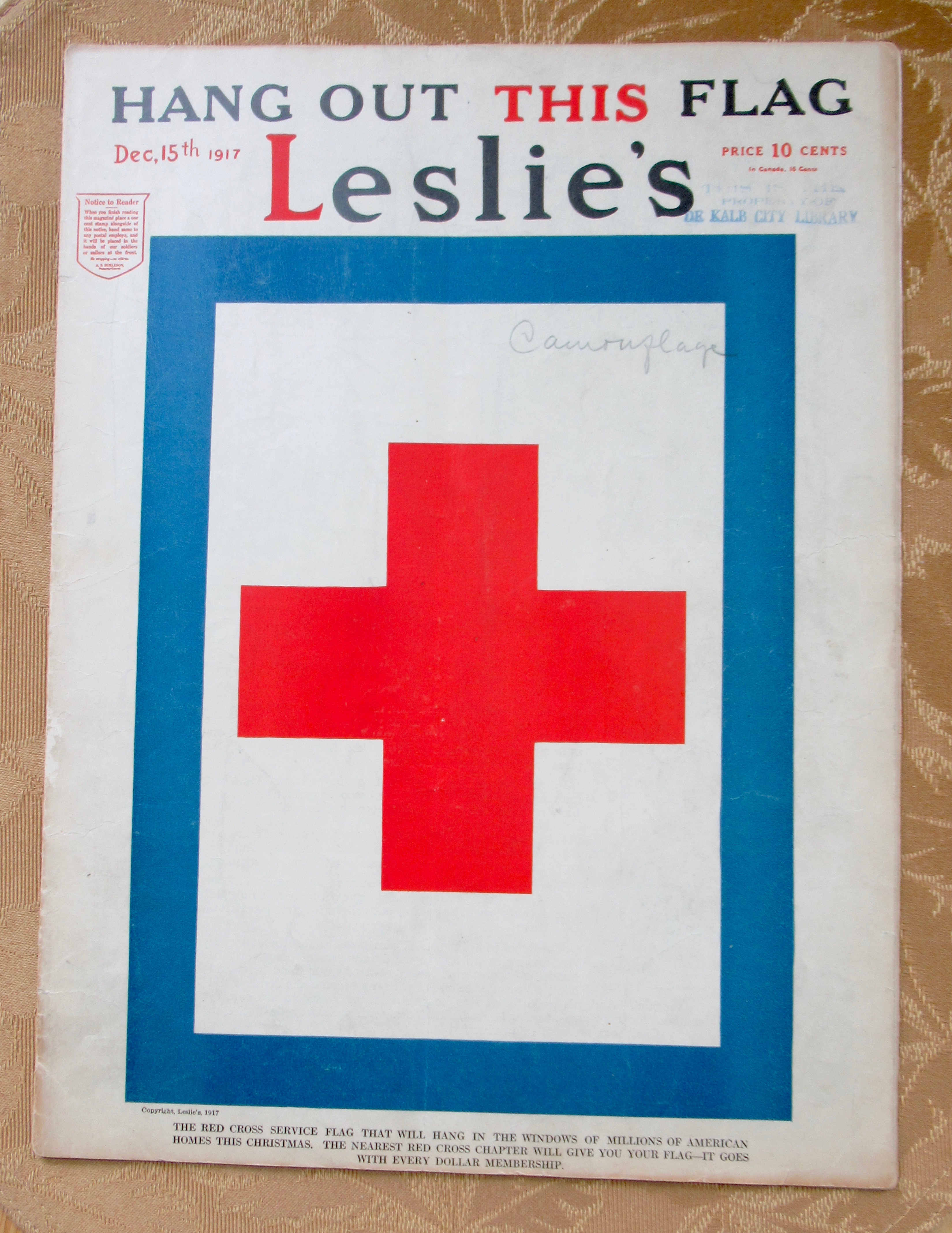 Leslie Magazine December 15, 1917 Red Cross Cover