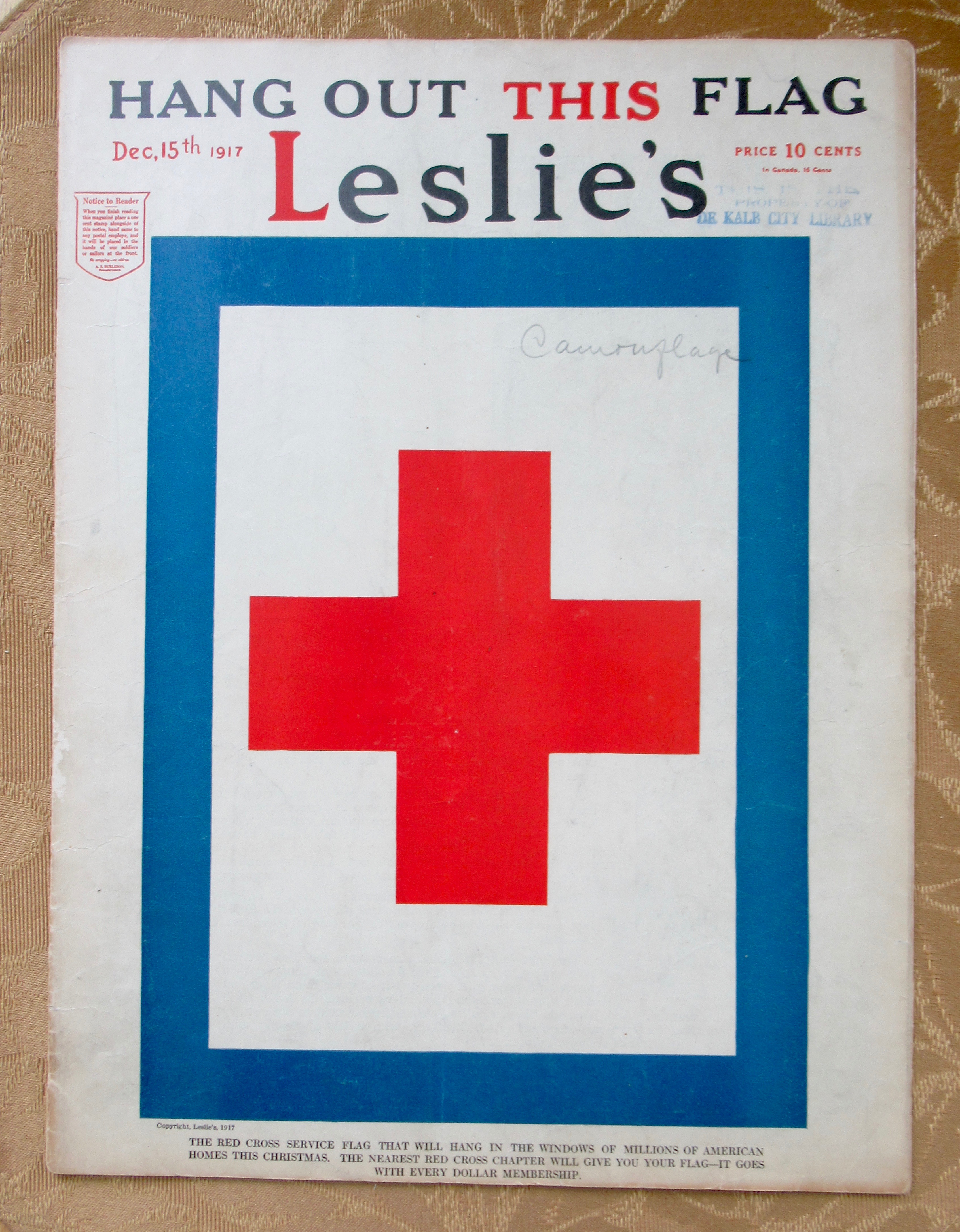 Leslie Magazine December 15, 1917 Red Cross Cover