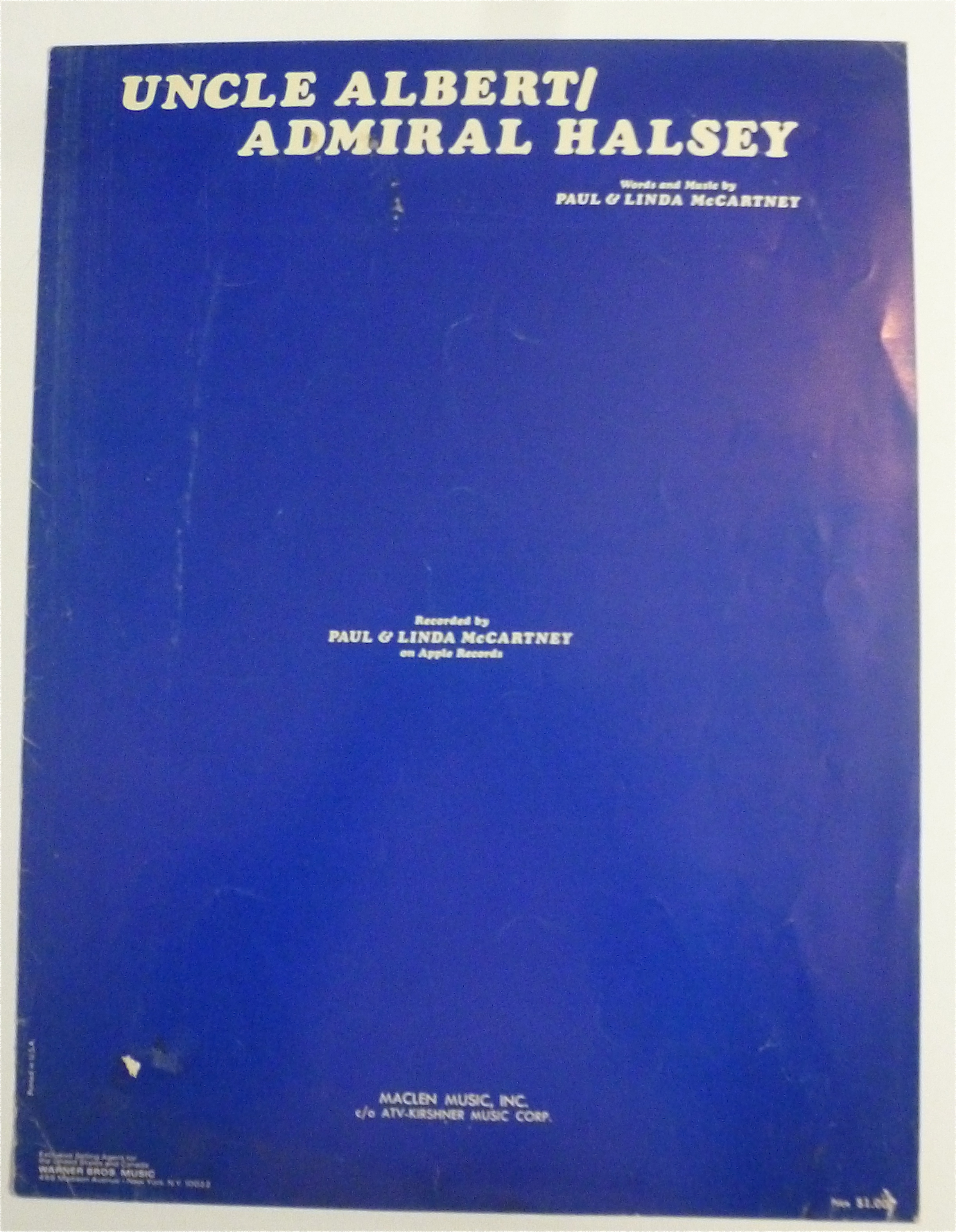 Sheet Music For 1971 Uncle Albert/Admiral Halsey