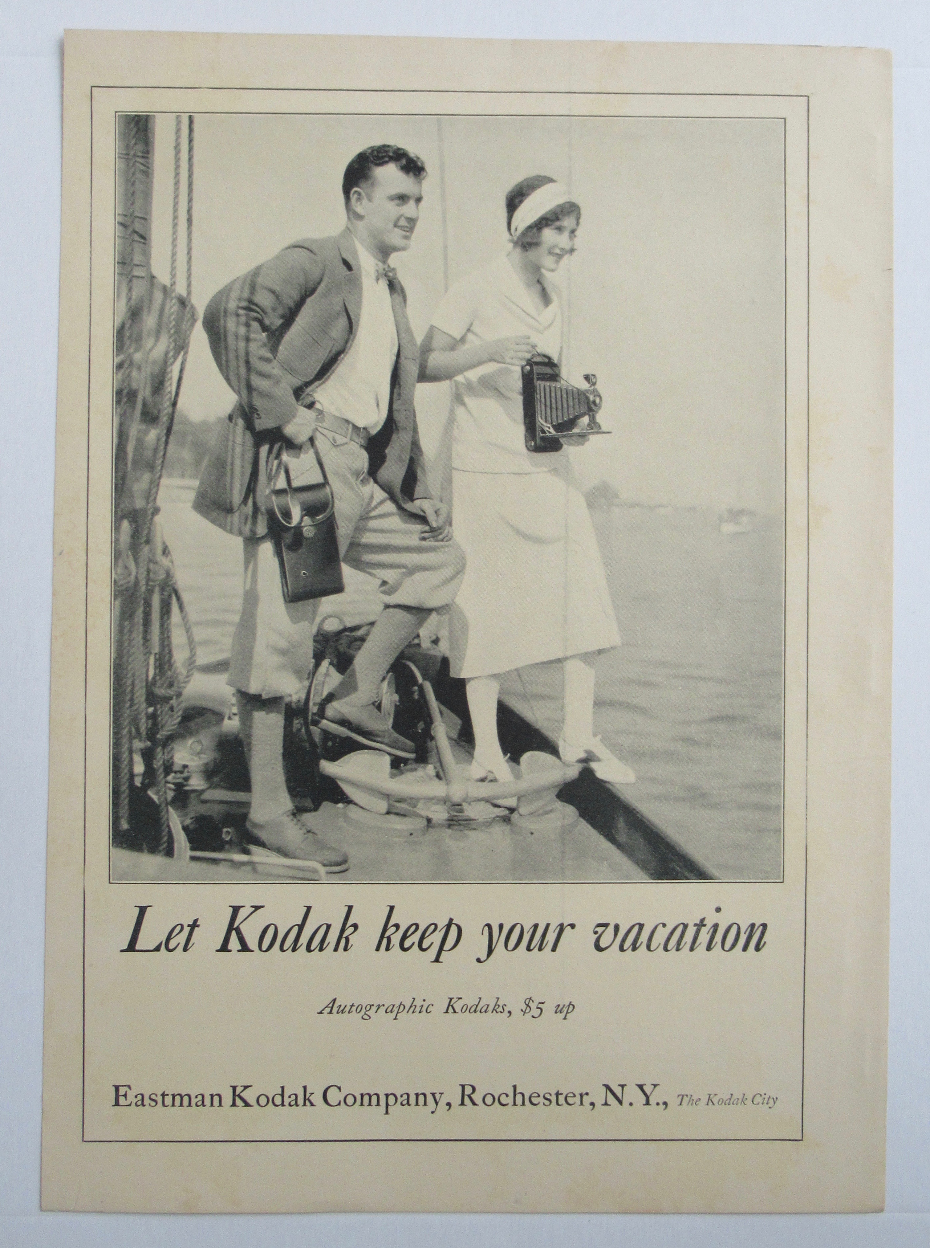 1926 Kodak with Man & Woman on a Boat