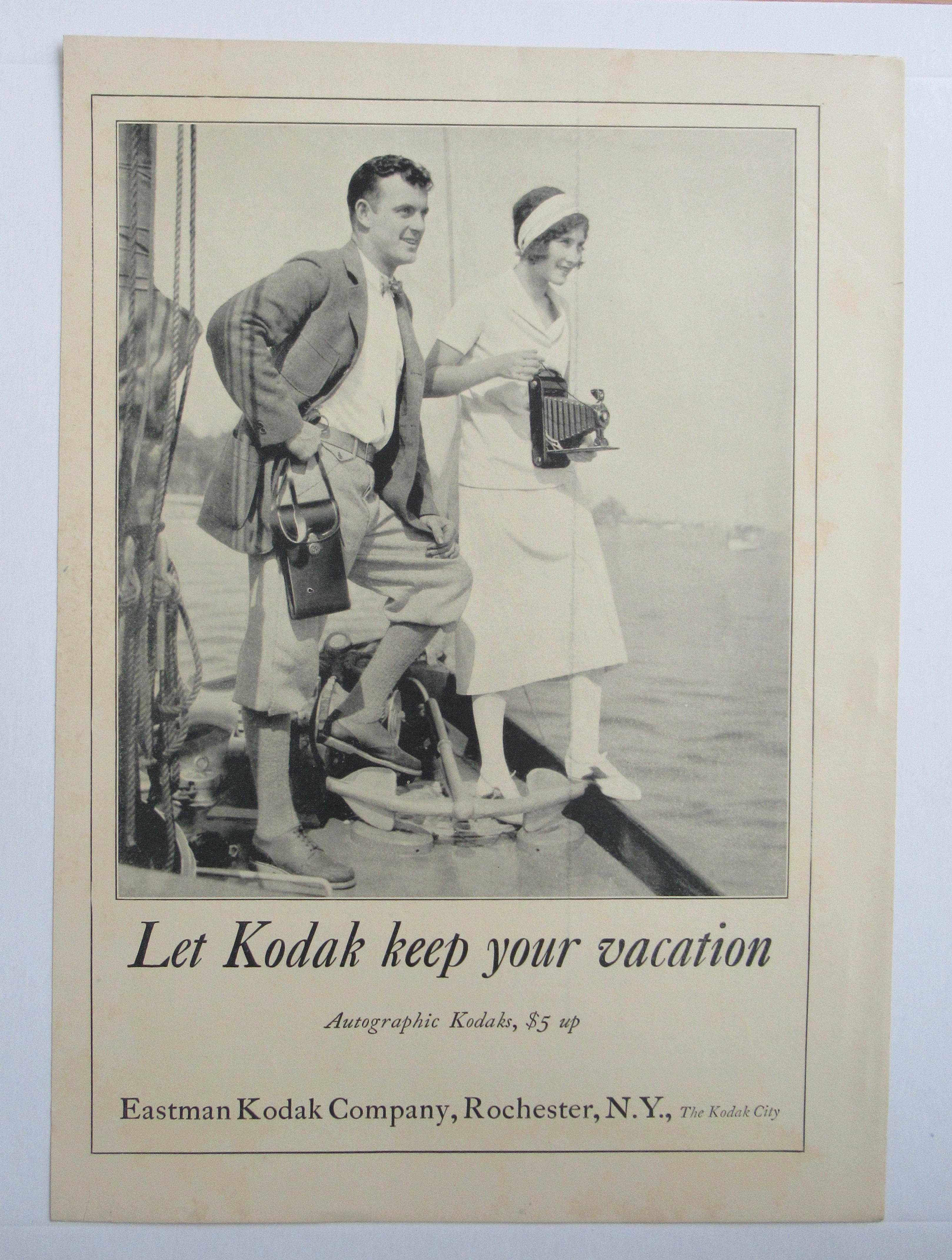 1926 Kodak with Man & Woman on a Boat
