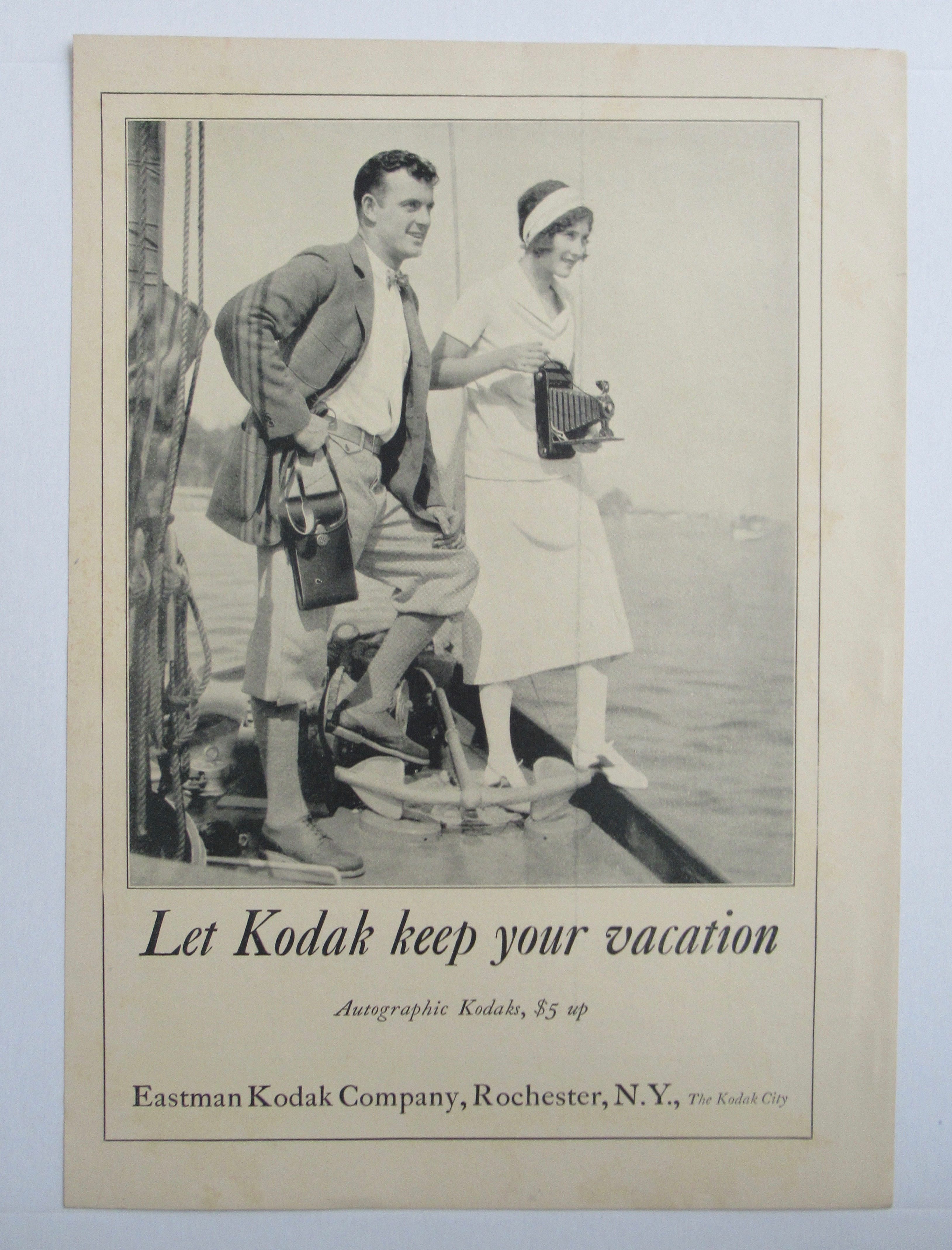 1926 Kodak with Man & Woman on a Boat
