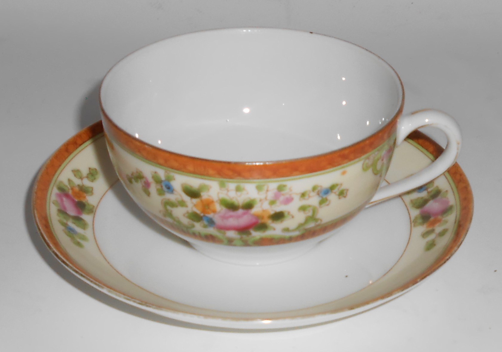 Noritake Porcelain China Floral w/Gold Cup & Saucer Set