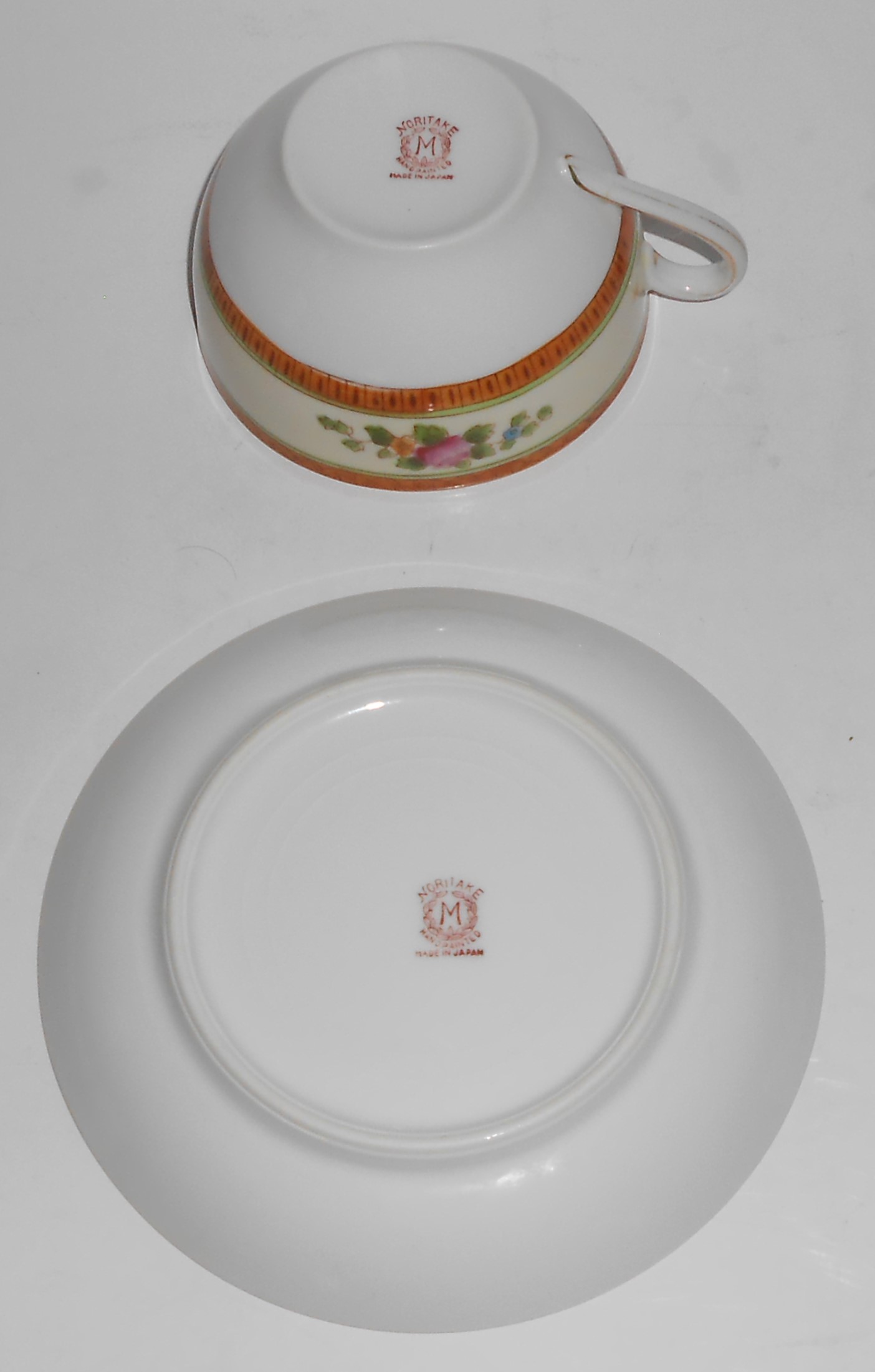 Noritake Porcelain China Floral w/Gold Cup & Saucer Set