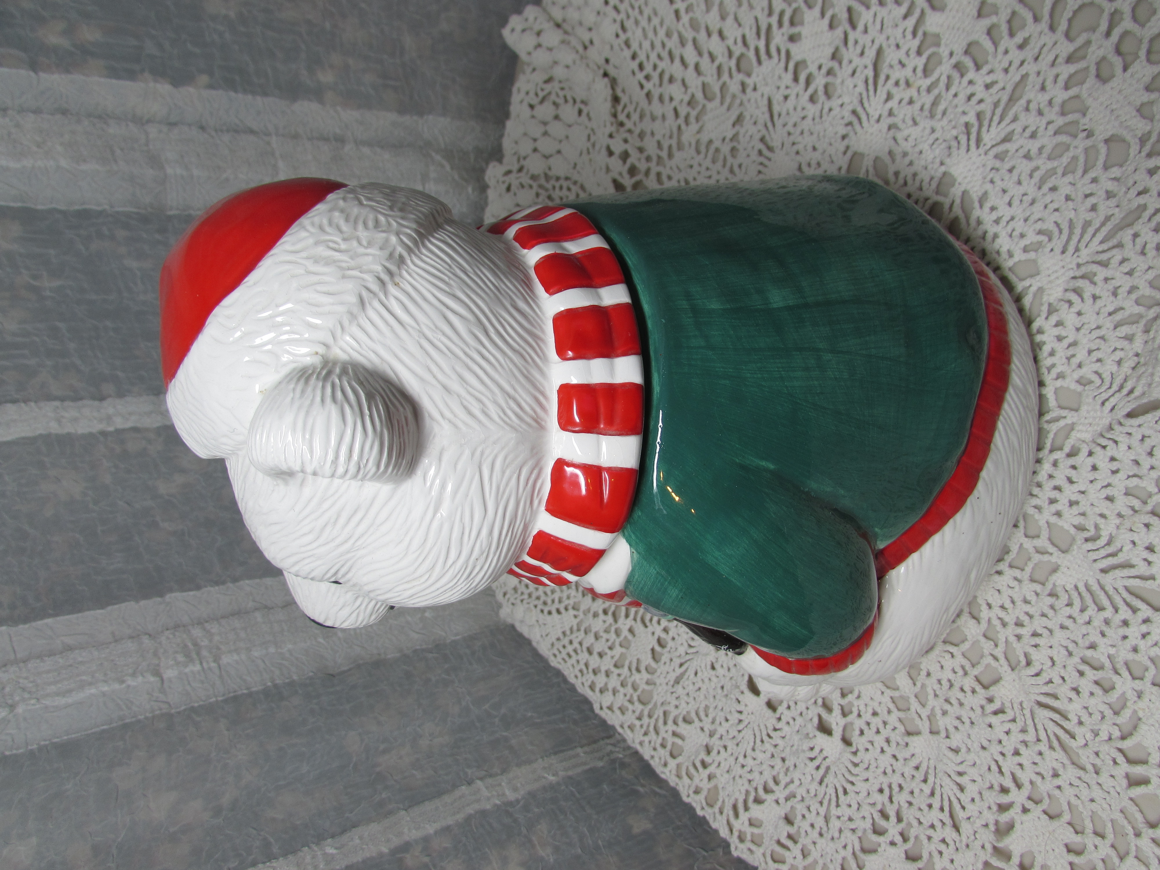 Coca Cola Polar Bear Green Sweater Cookie Jar 1995