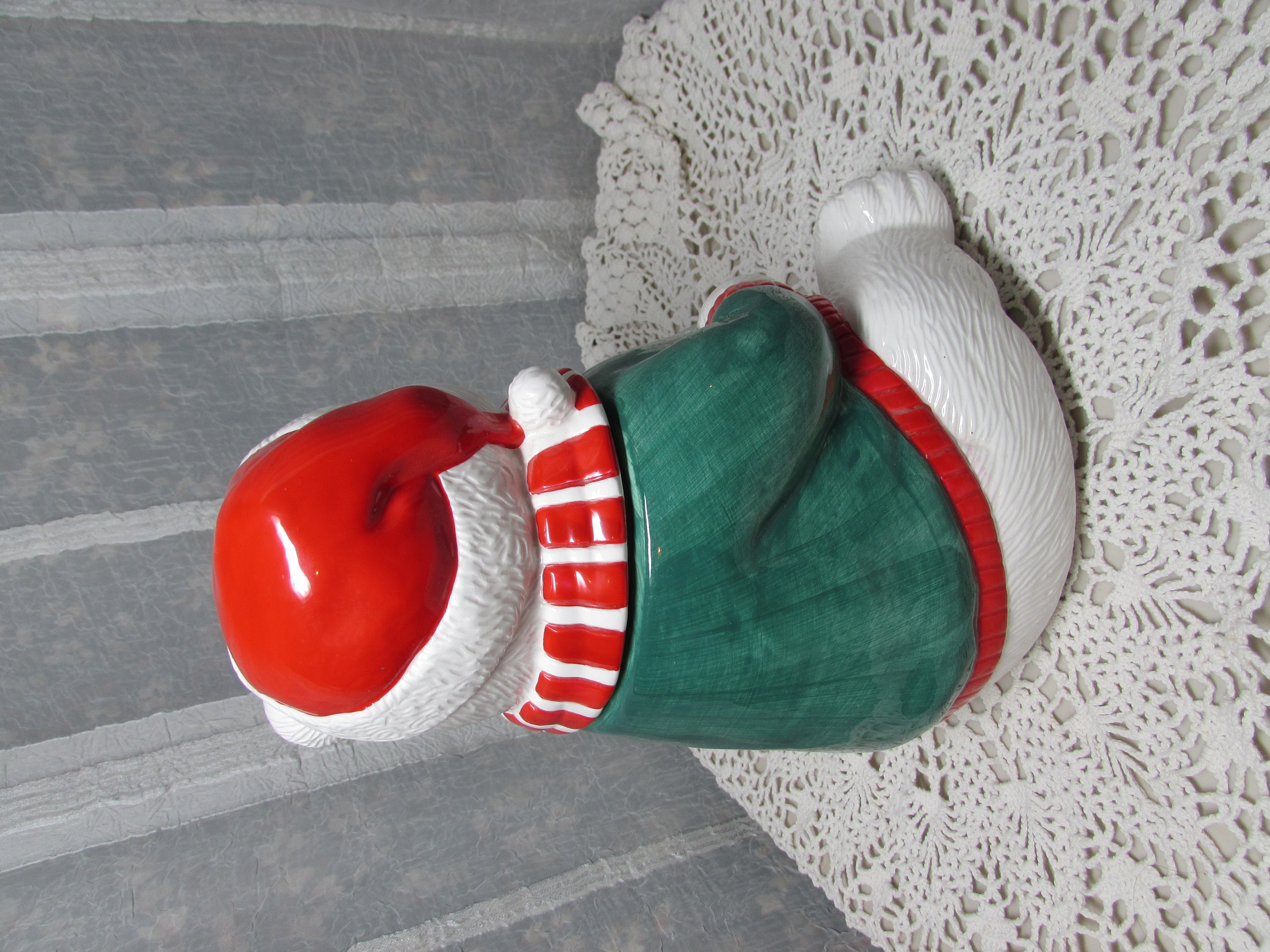 Coca Cola Polar Bear Green Sweater Cookie Jar 1995