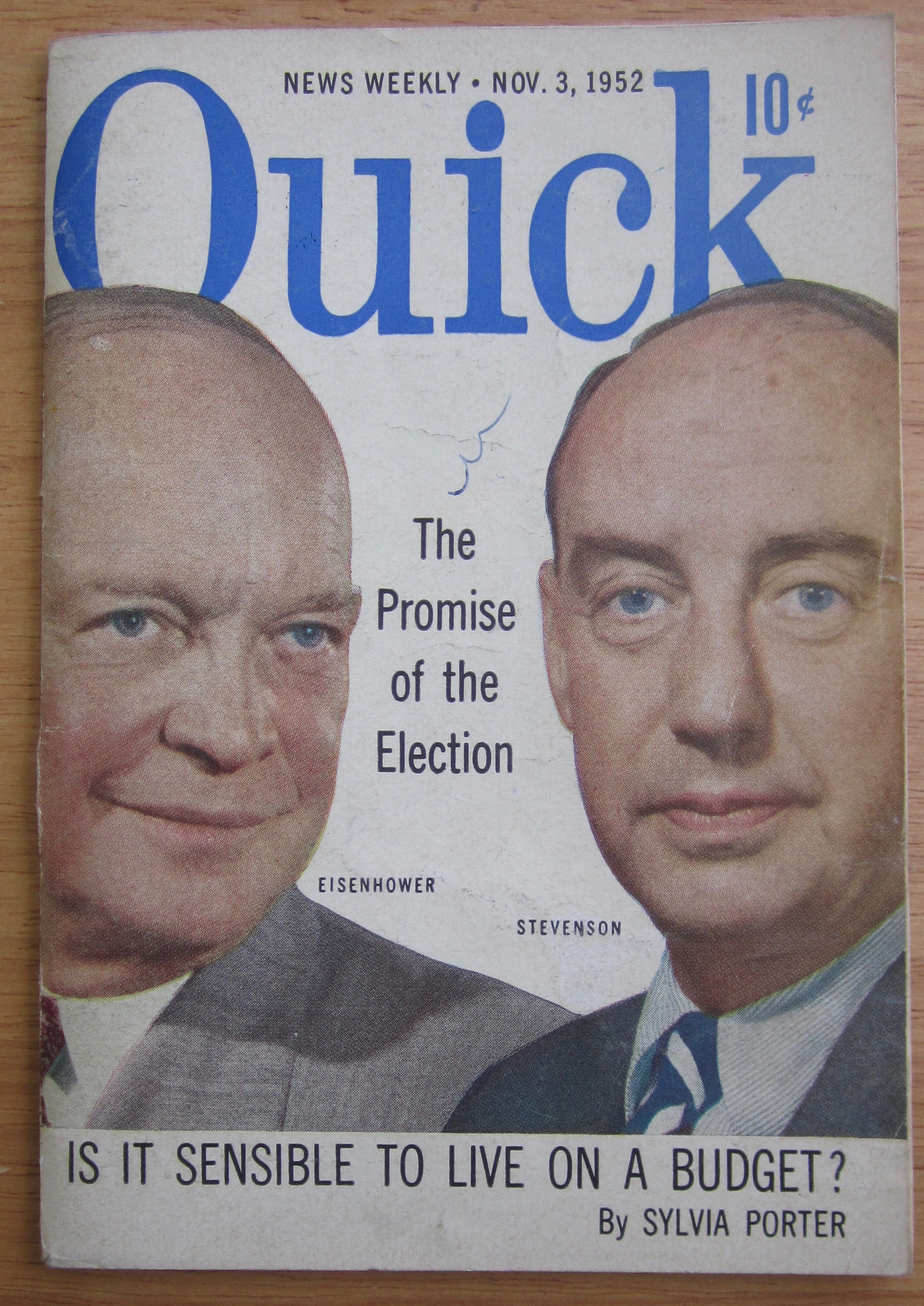 Quick Magazine November 3, 1952 Eisenhower/Stevenson