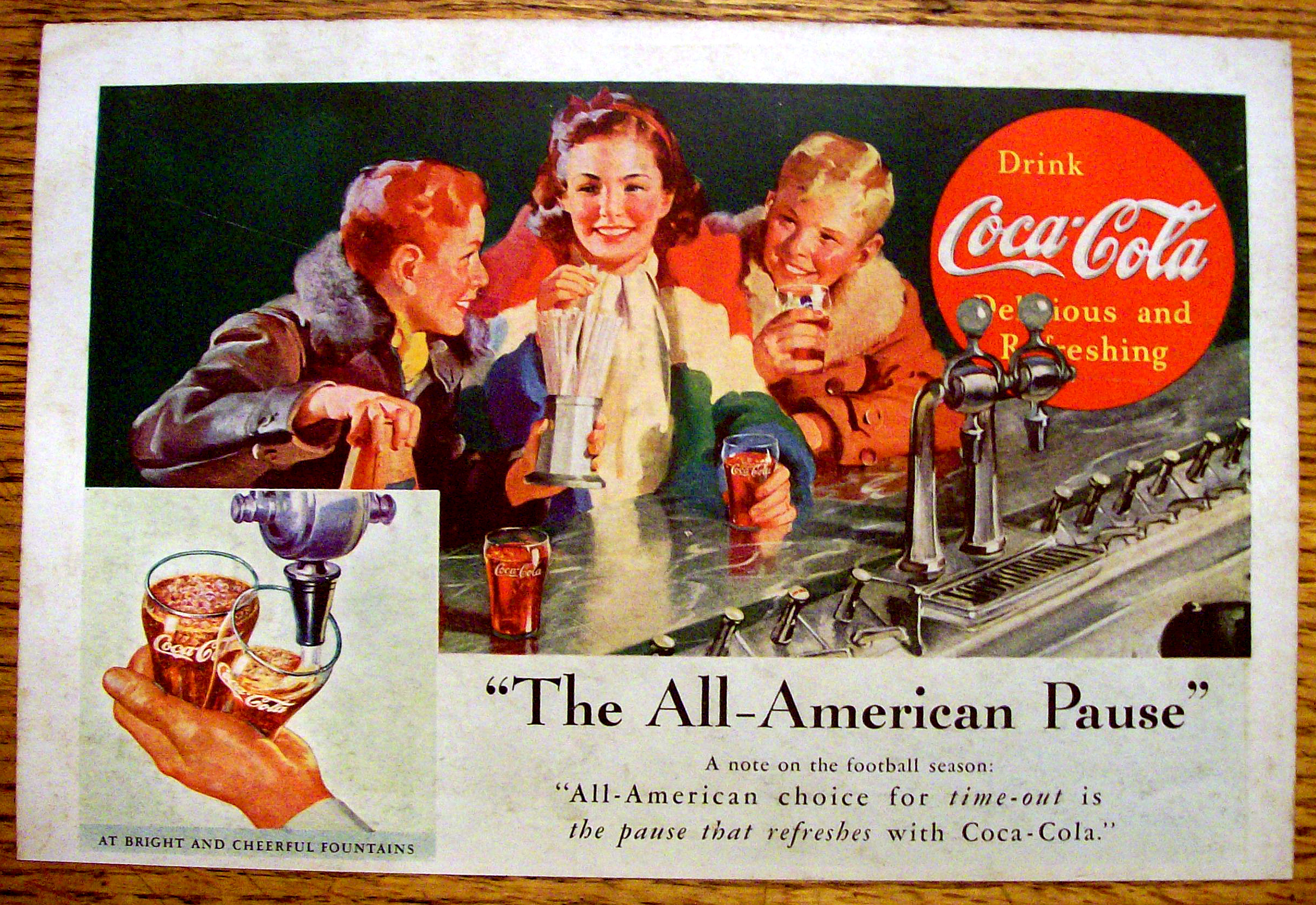1937 Coca-Cola (Coke) w/ 2 Boys & Girl at Soda Counter