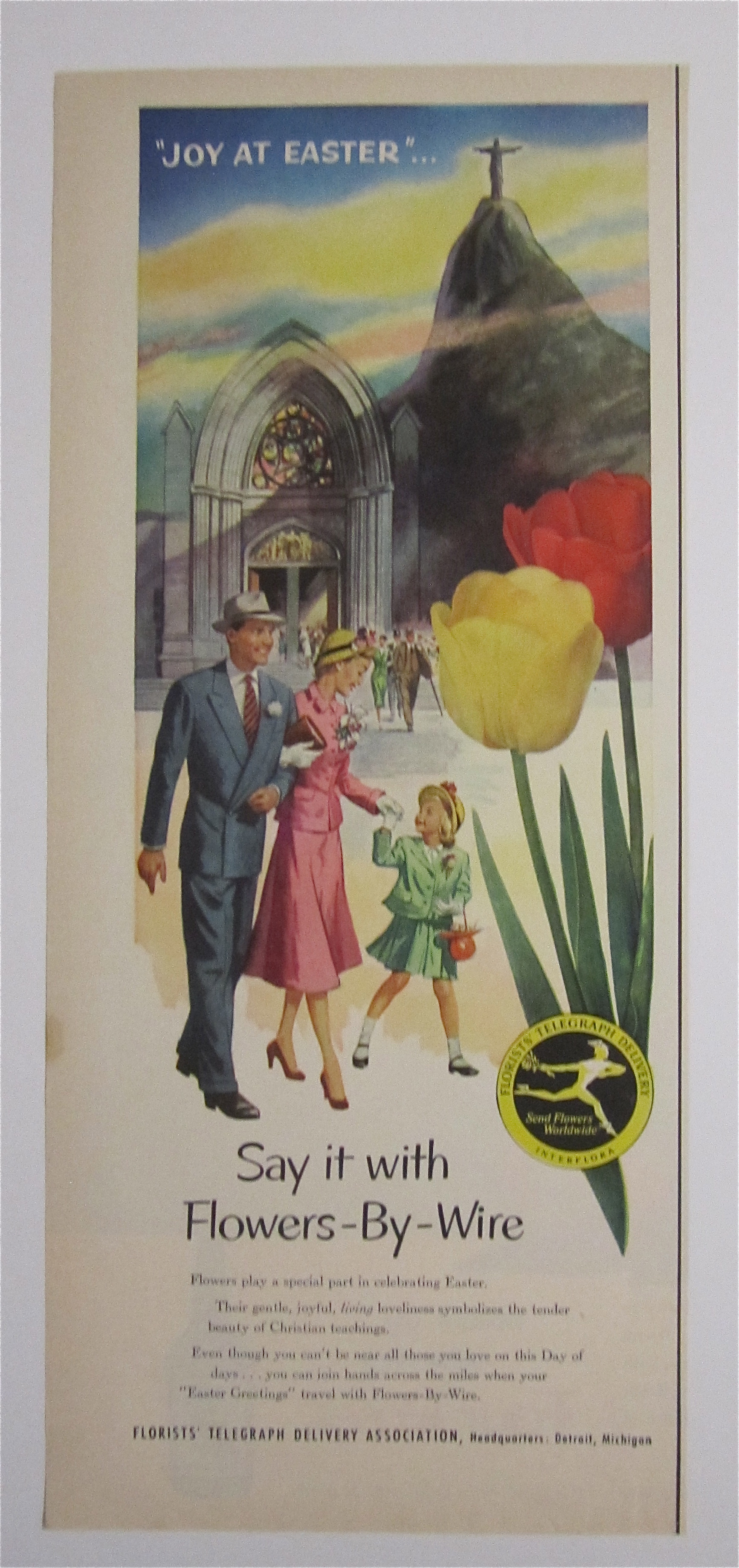 1953 Flowers By Wire w/Family Leaving Church At Easter