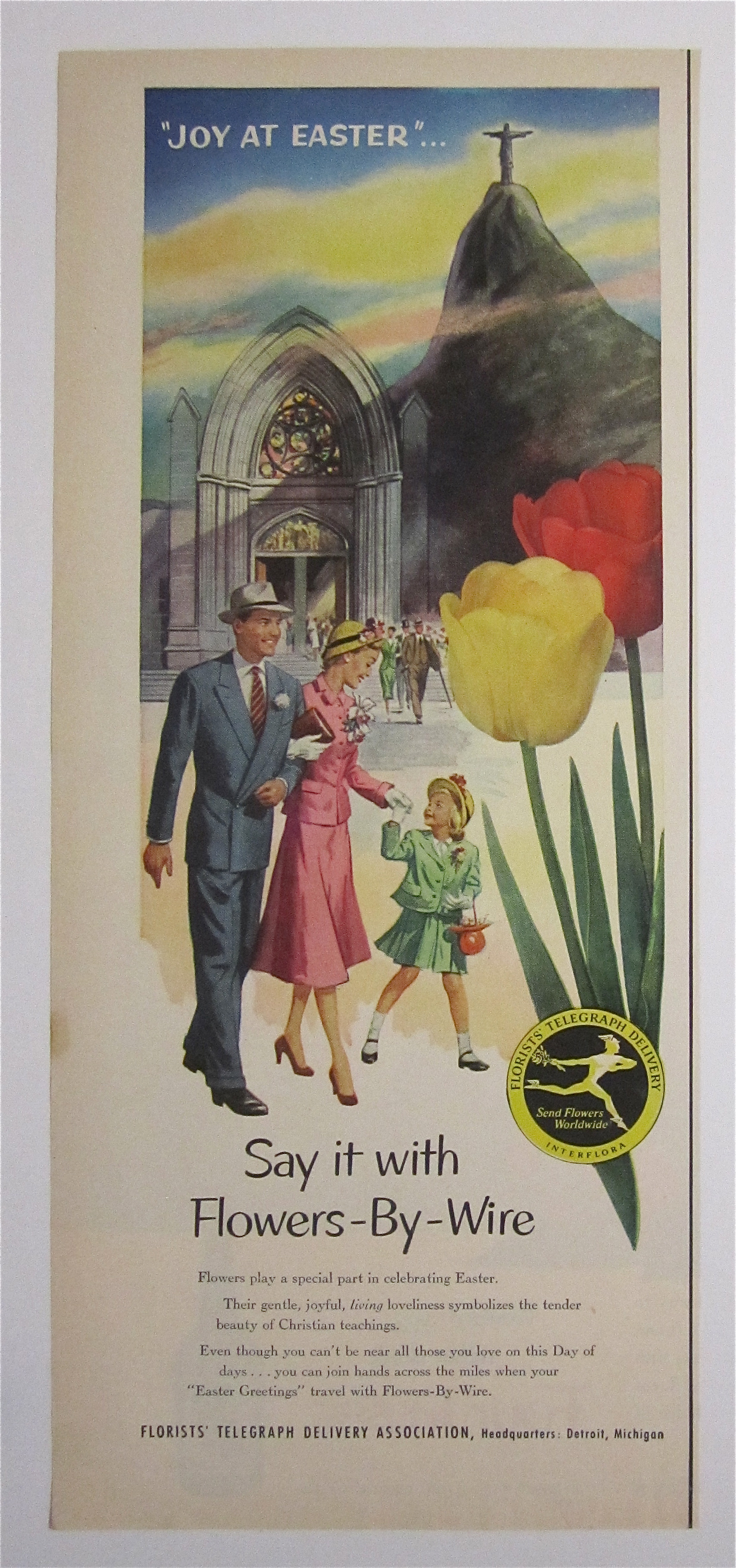 1953 Flowers By Wire w/Family Leaving Church At Easter