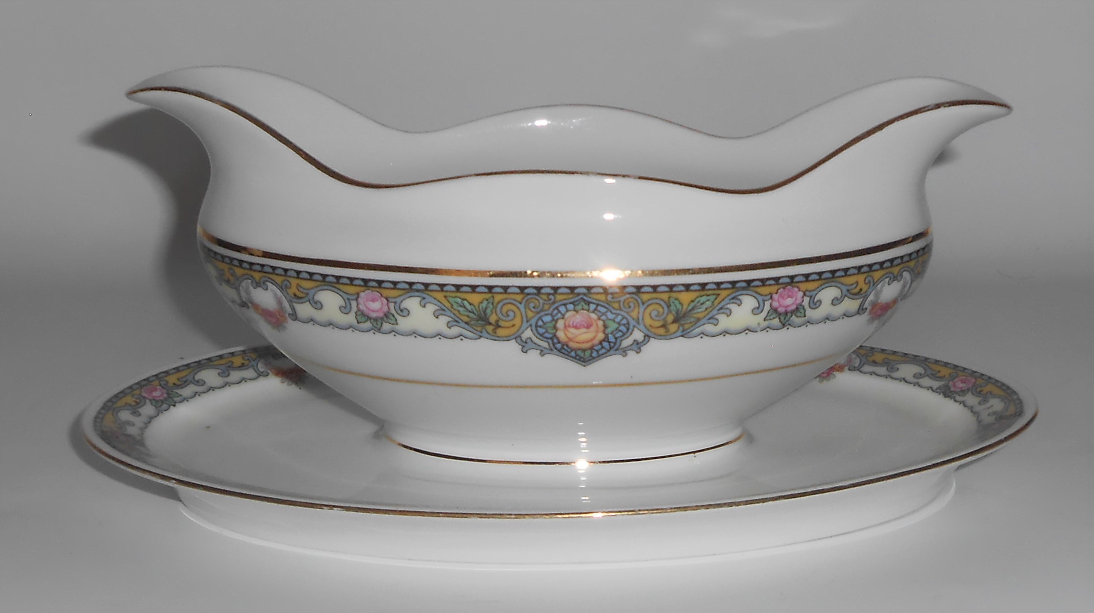 Eamag Porcelain China Bavaria EAM16 Yellow Band Pink Ro