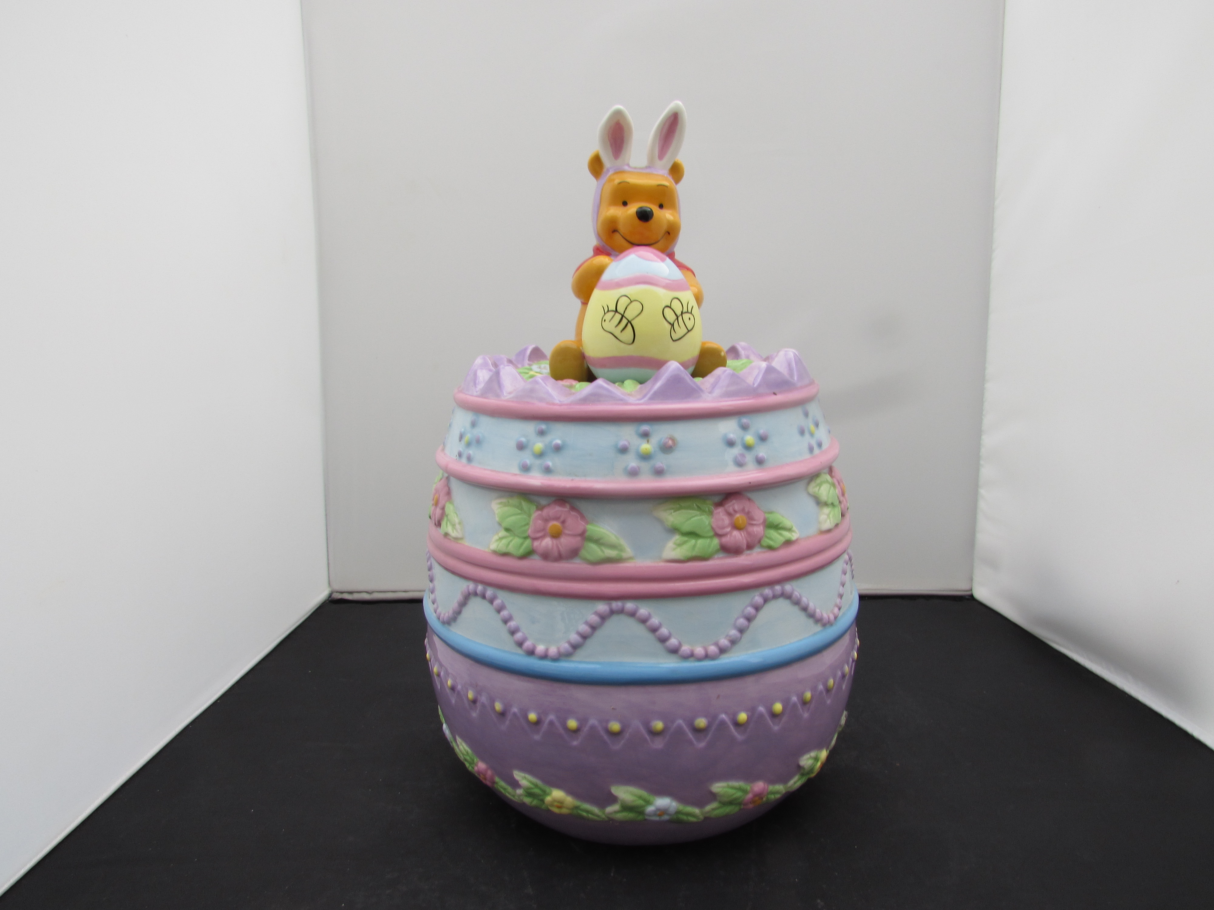 Pooh Easter Egg Disney Cookie Jar Pooh with Bunny Ears