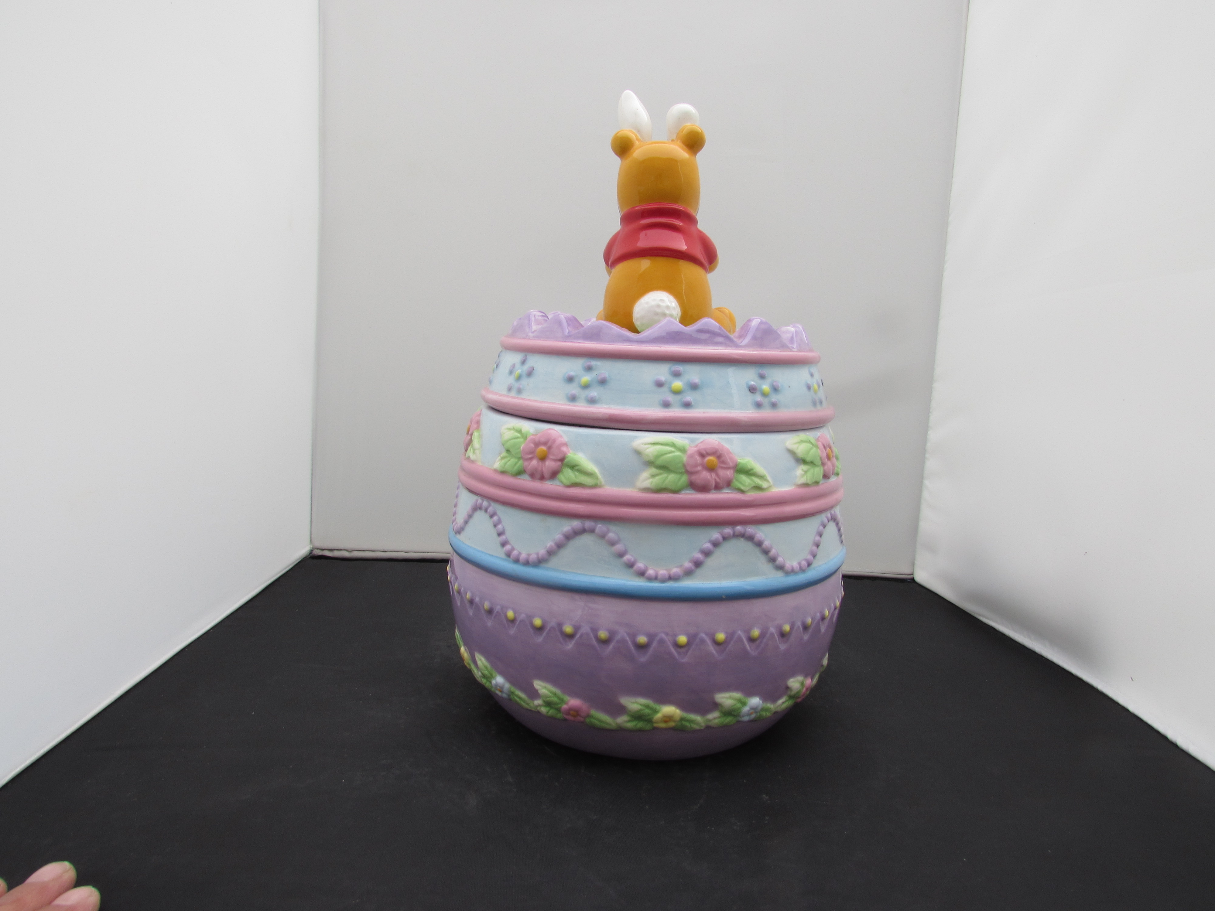 Pooh Easter Egg Disney Cookie Jar Pooh with Bunny Ears