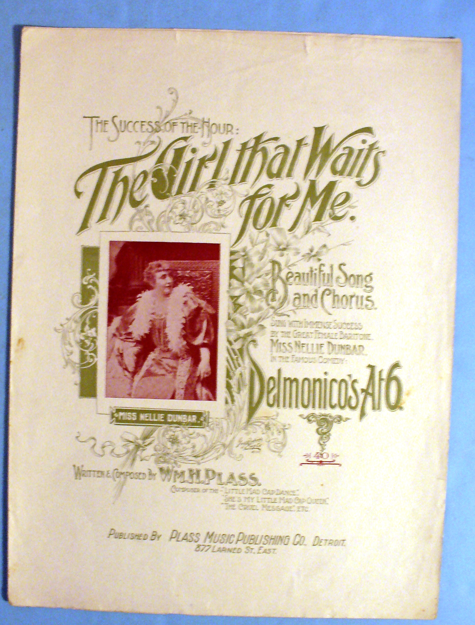 1896 The Girl That Waits For Me By WM. H. Plass