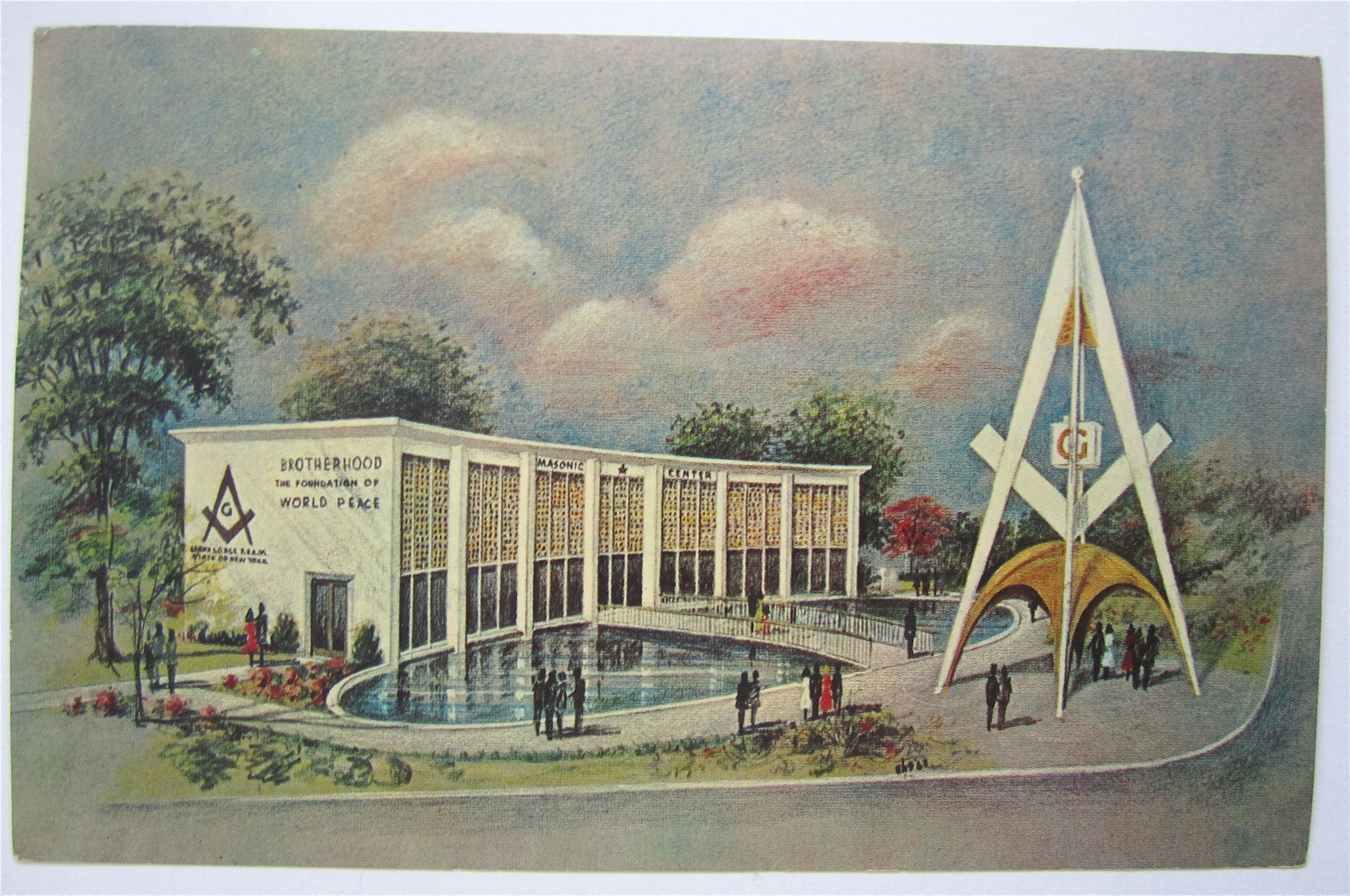 Masonic Brotherhood Center, New York Fair Postcard