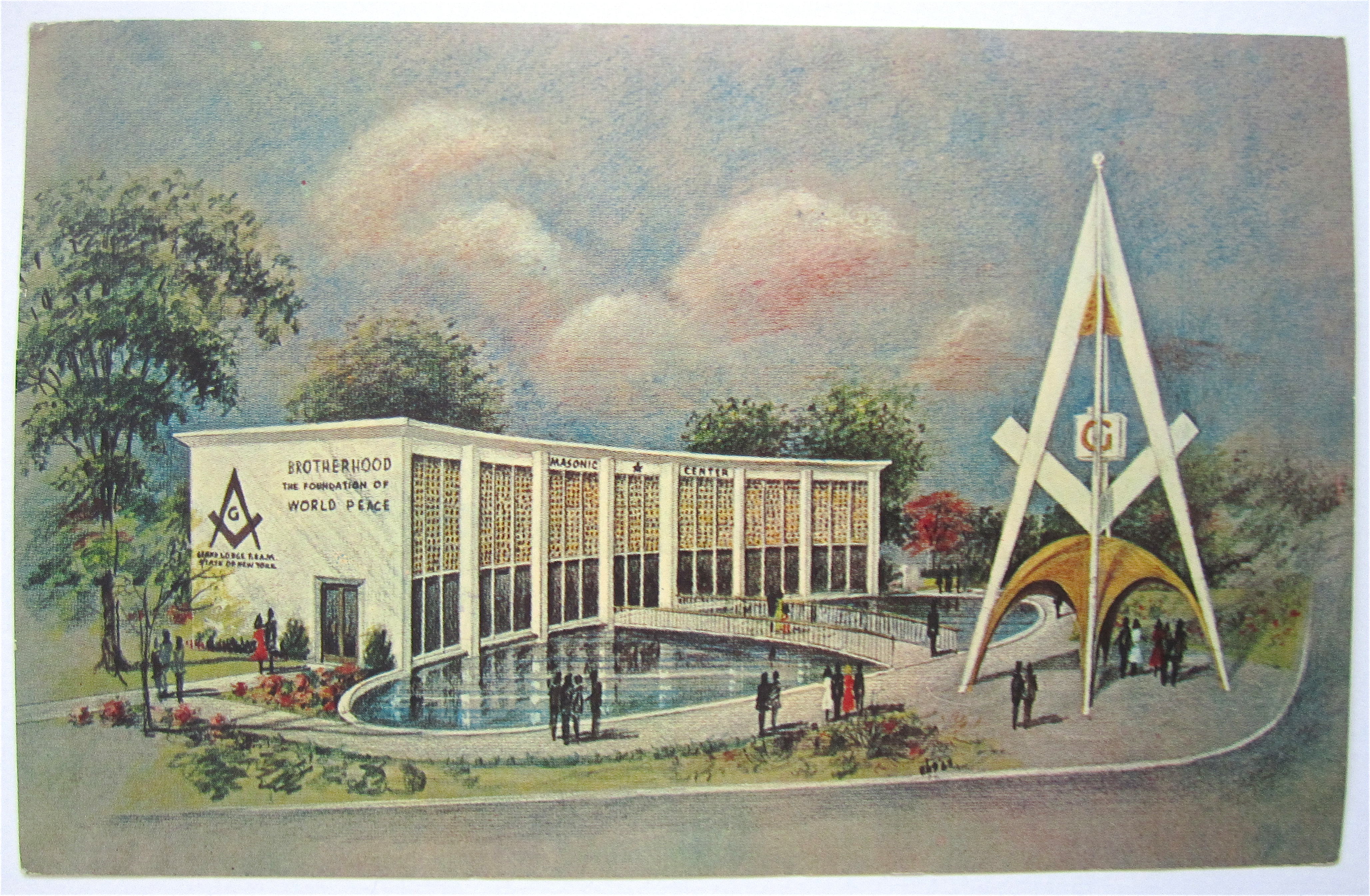 Masonic Brotherhood Center, New York Fair Postcard