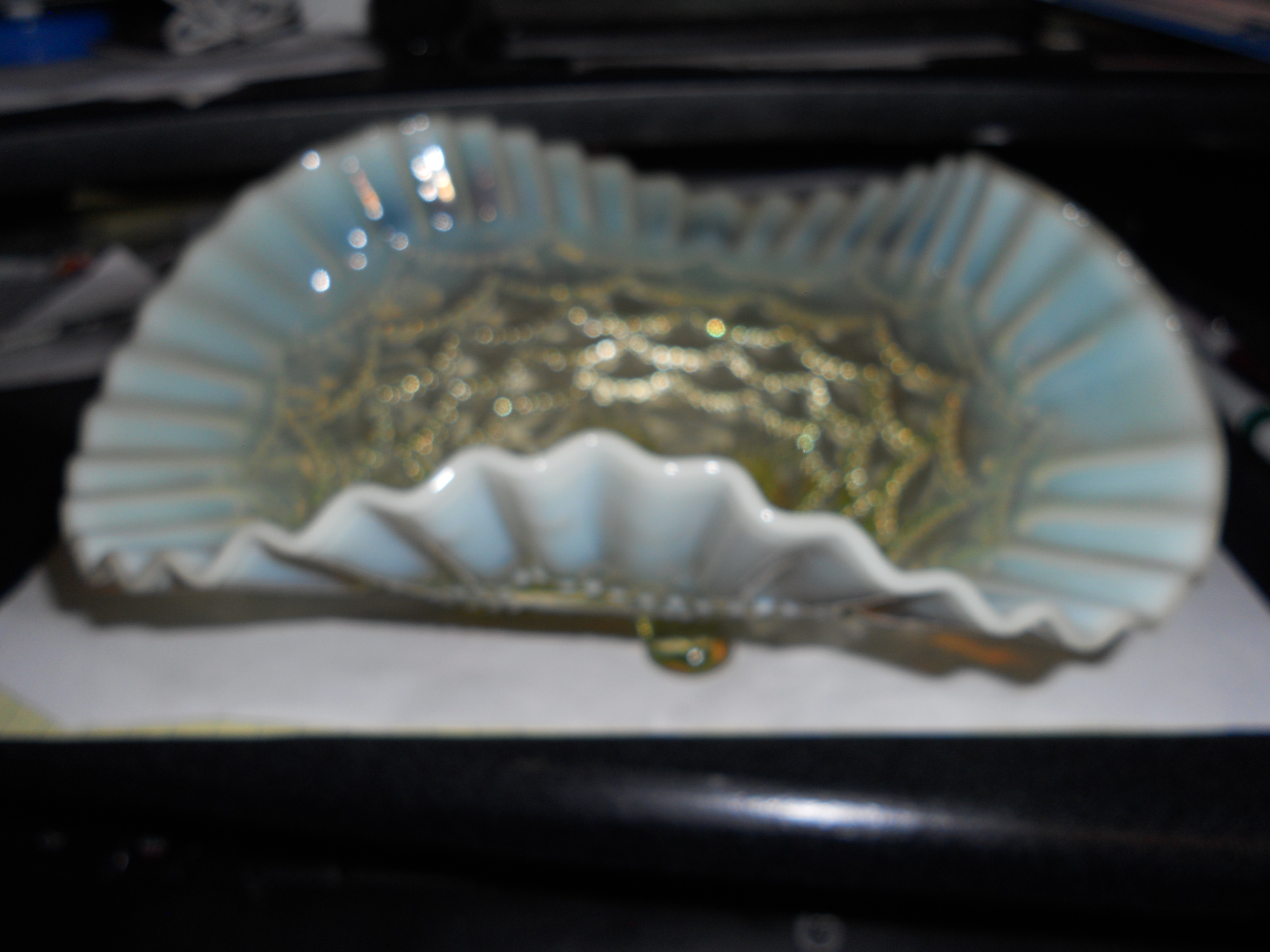 Northwood Yellow Opalescent Glass Footed Bowl