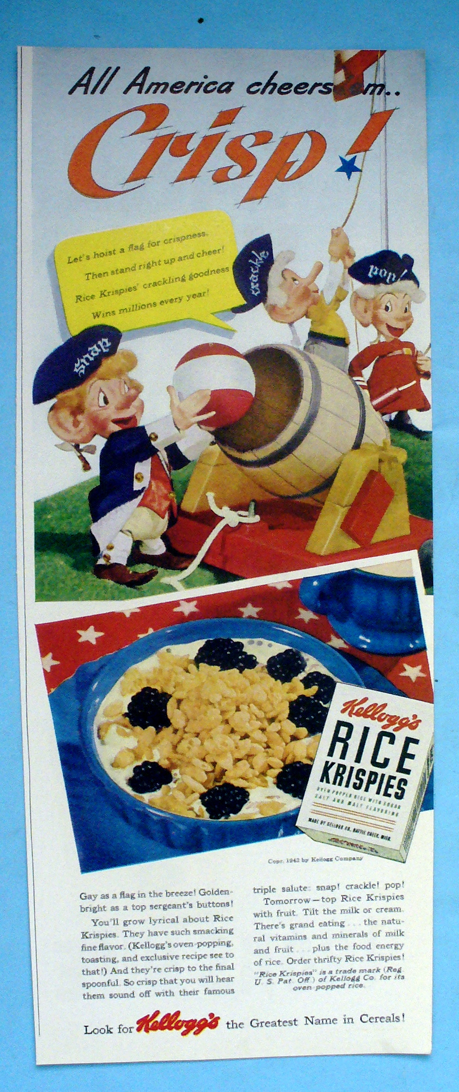 1942 Kellogg's Rice Krispies w/Snap, Crackle & Pop Men