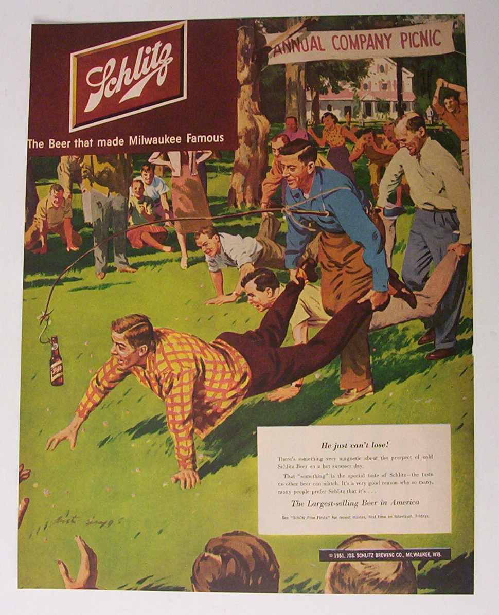 1951 Schlitz Beer with Men in a Race