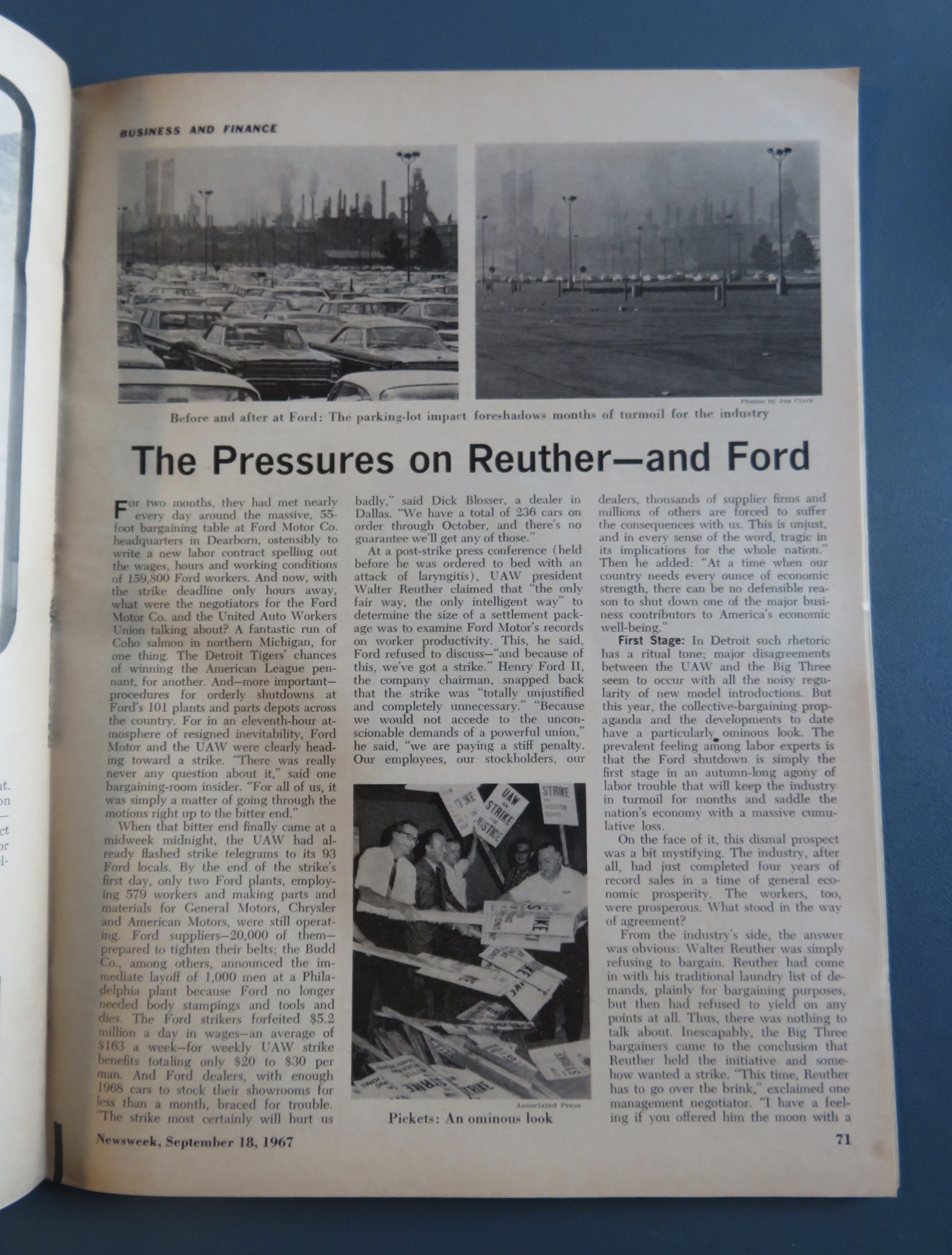 Newsweek Magazine September 18, 1967 Walter Reuther