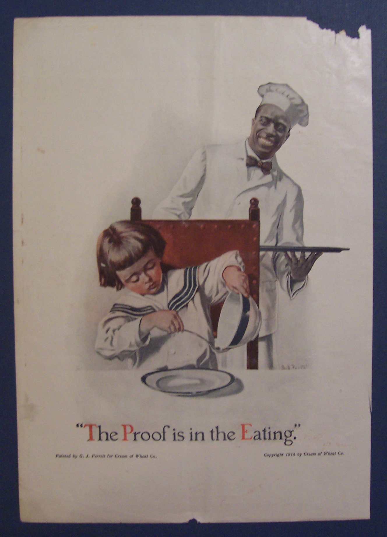 1914 Cream Of Wheat Cereal Ad with Black Chef