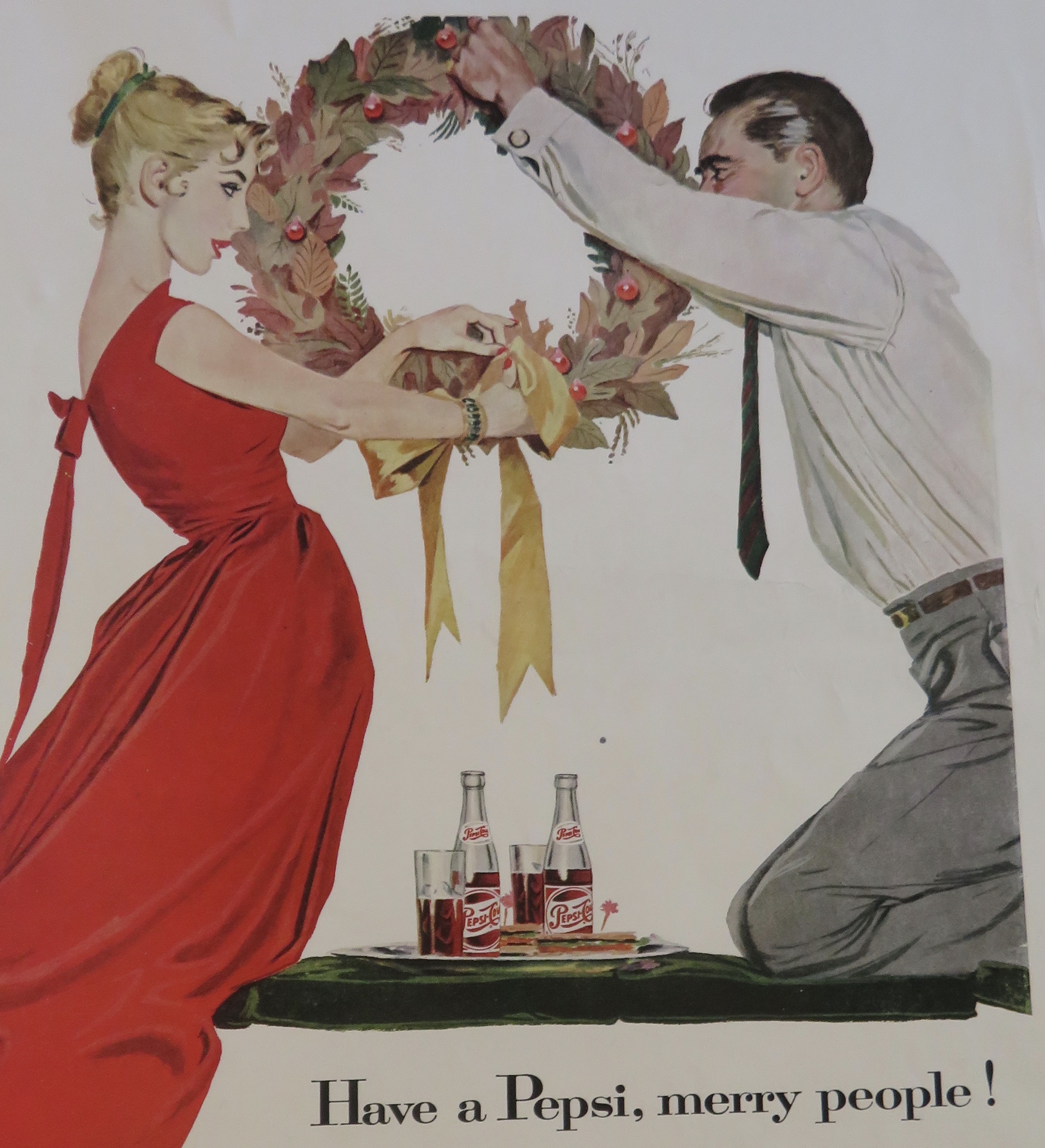 1957 Pepsi-Cola (Pepsi) with Couple Hanging A Wreath