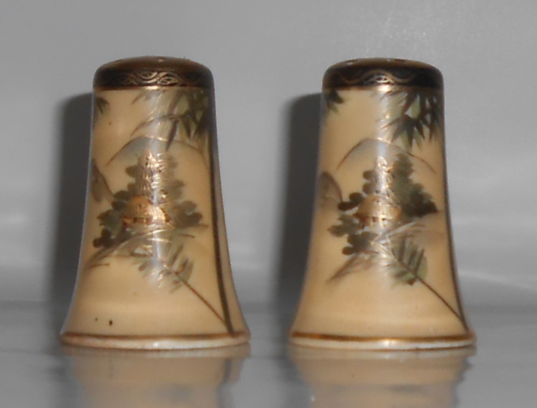 Nishida Japan Porcelain China 22k Yellow Black Bamboo F