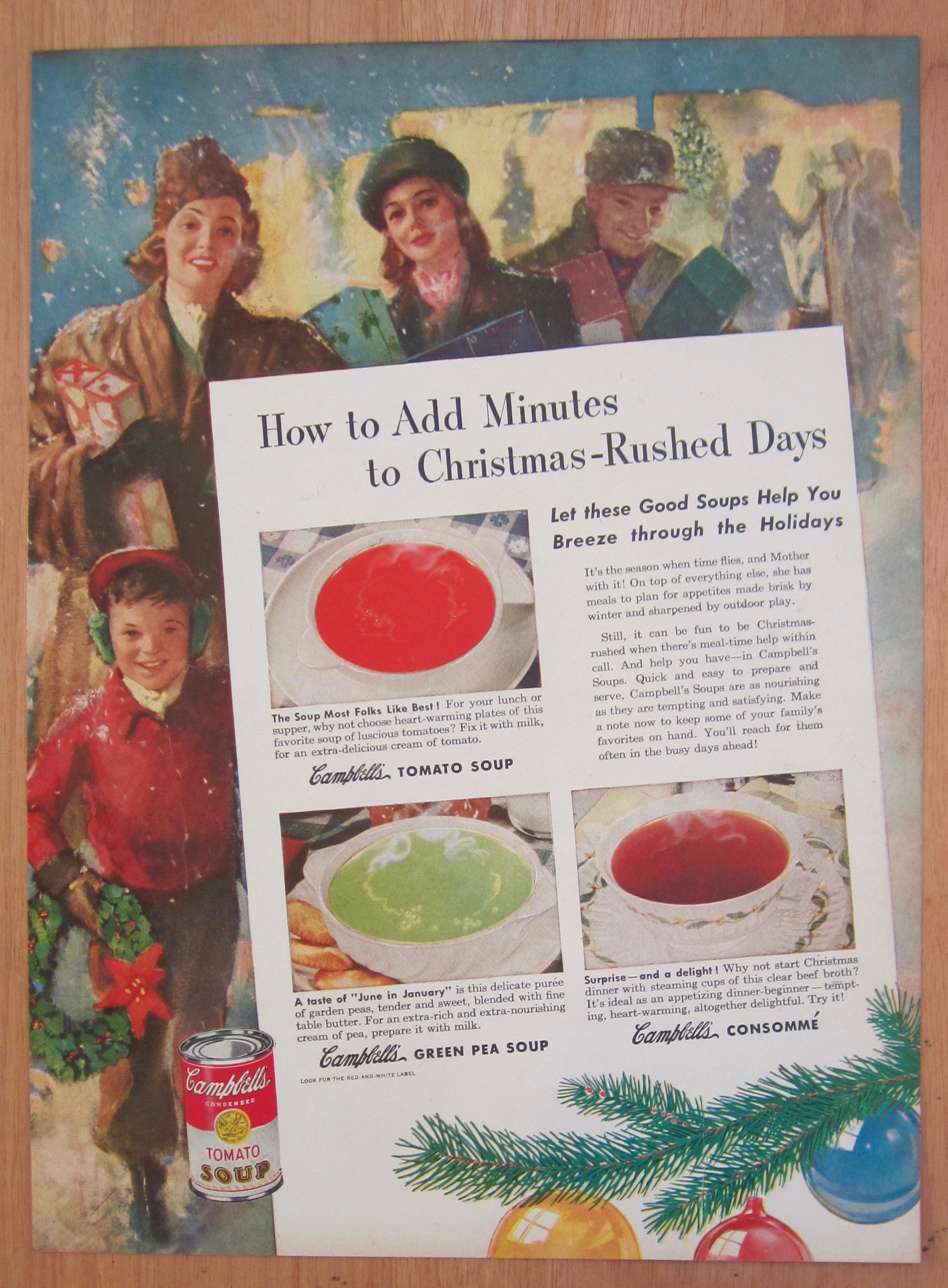 1946 Campbell's Soup with People Christmas Shopping