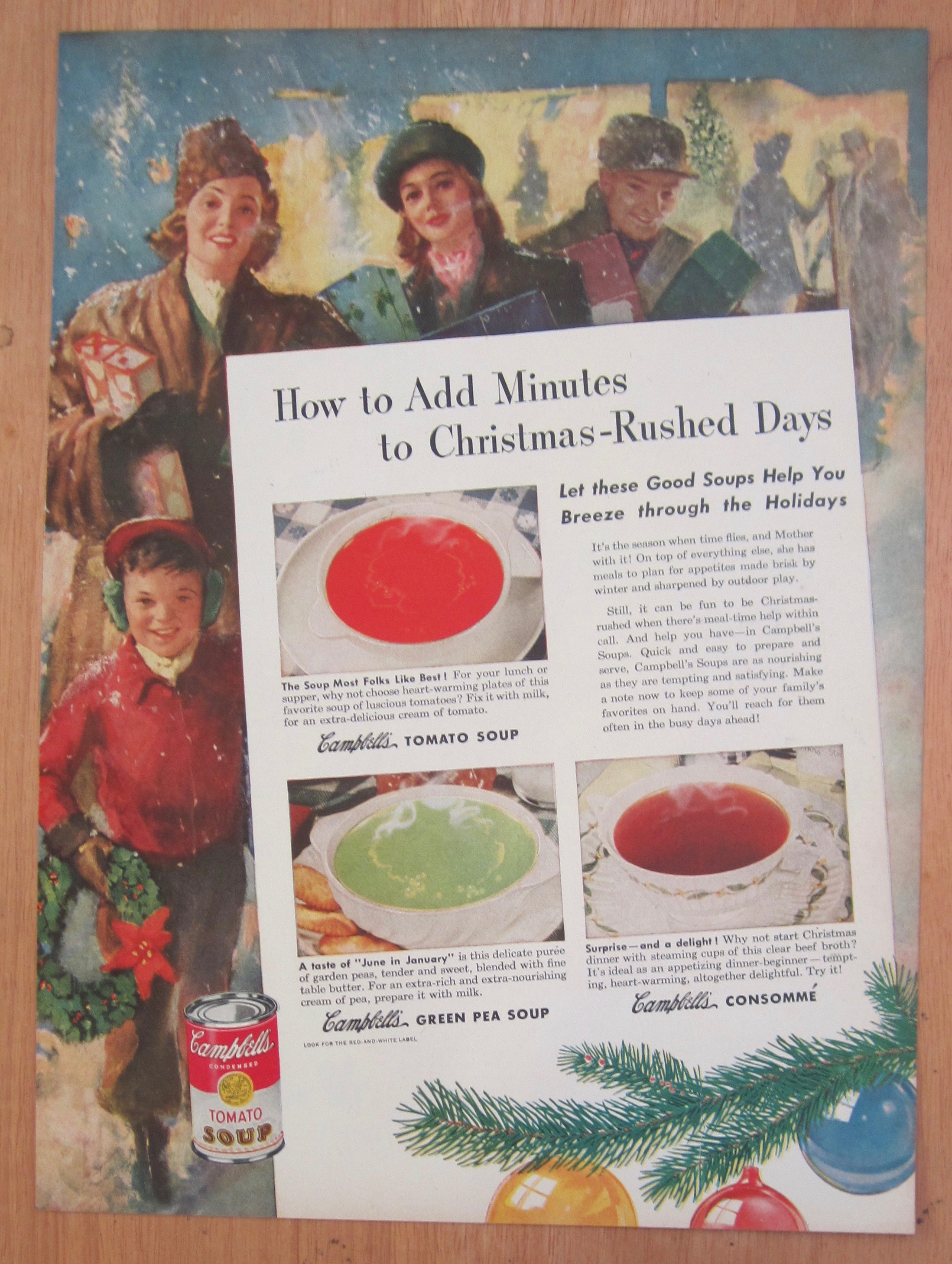 1946 Campbell's Soup with People Christmas Shopping