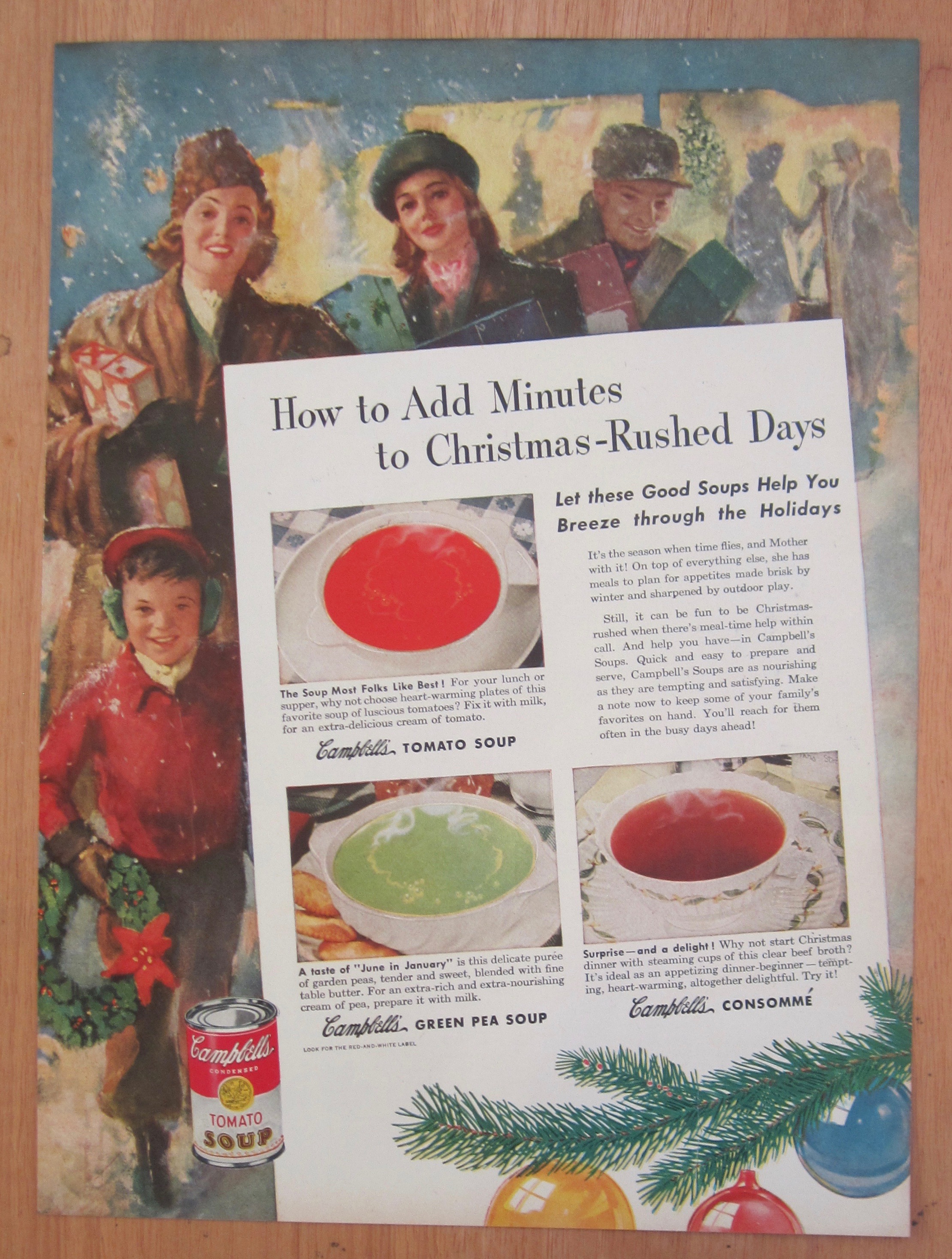 1946 Campbell's Soup with People Christmas Shopping