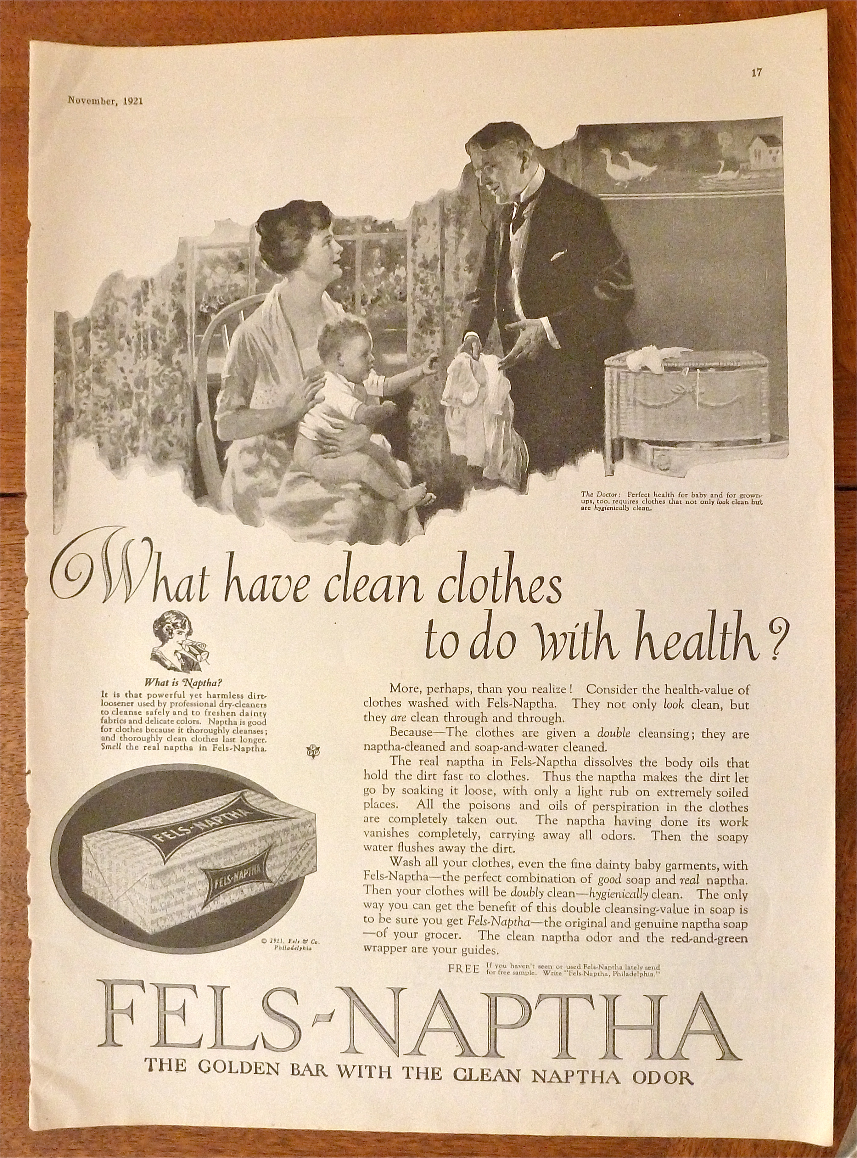 1921 Fels Naptha Soap w/ Woman Holding Child & Talking