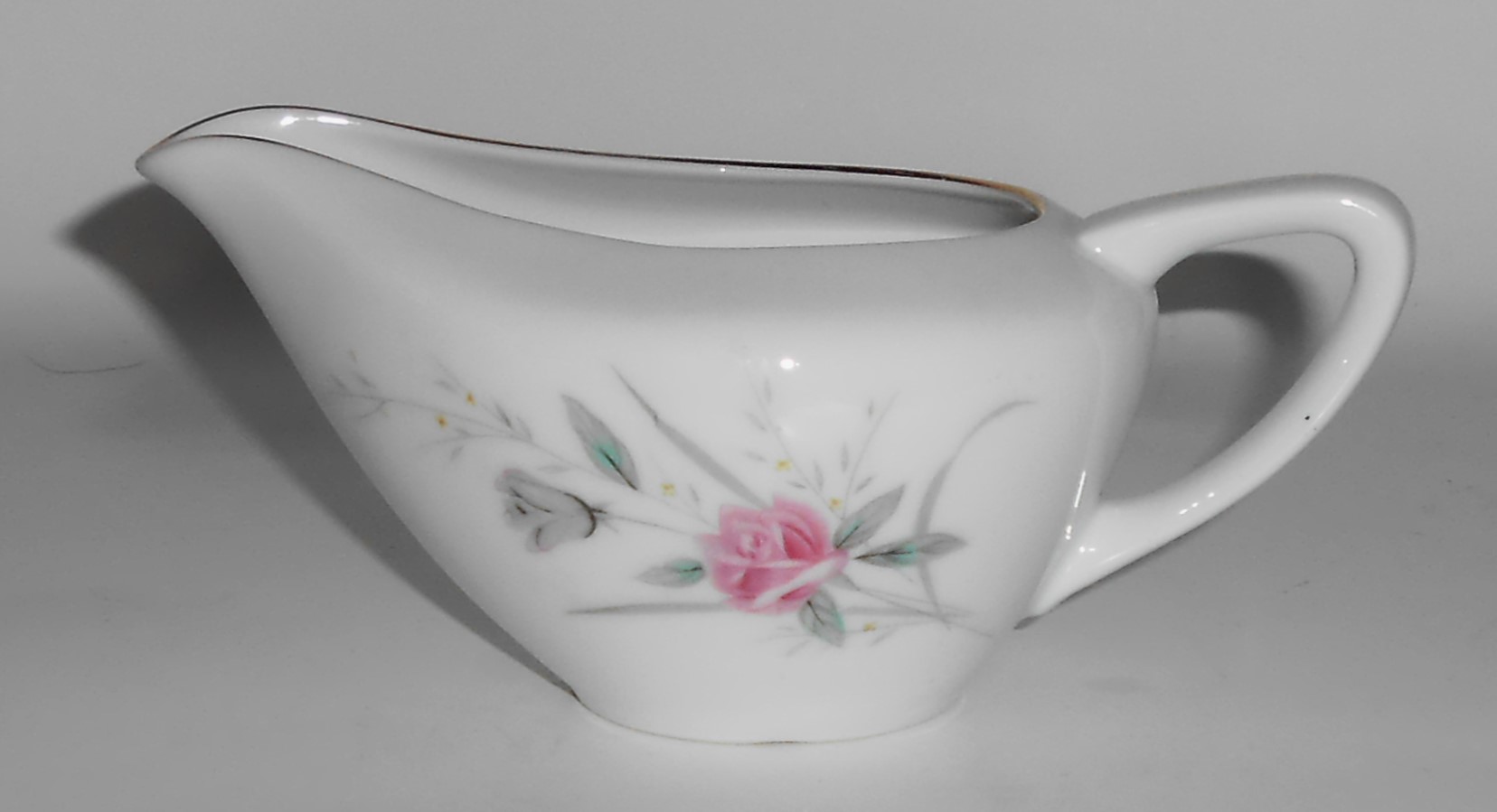 Fine China Porcelain Golden Rose Floral W/Gold Creamer