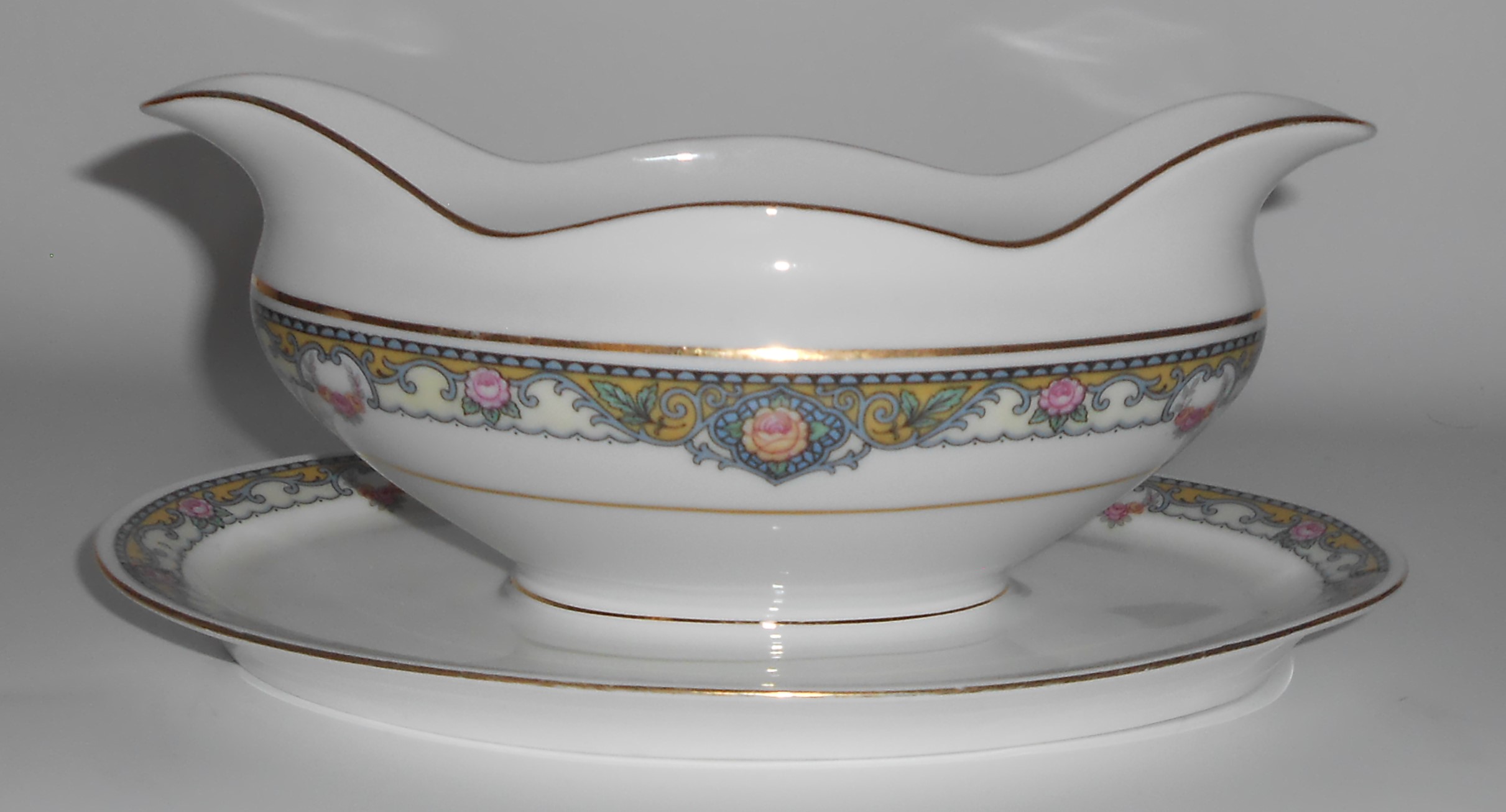 Eamag Porcelain China Bavaria EAM16 Yellow Band Pink Ro