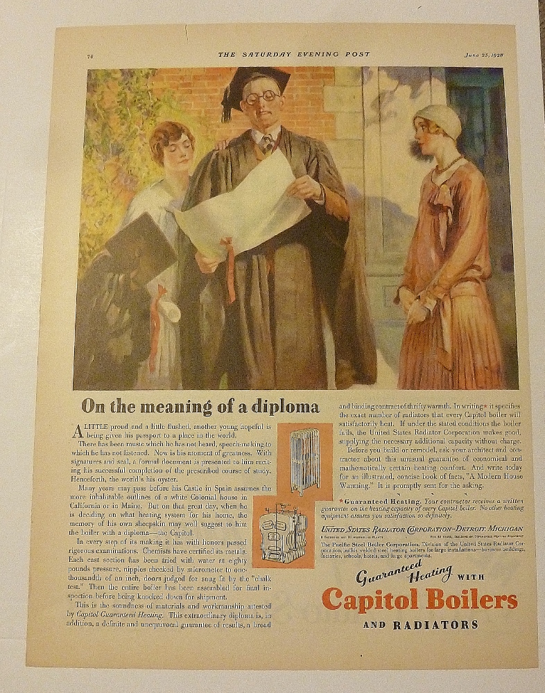 1928 Capitol Boiler With Graduate Holding Diploma