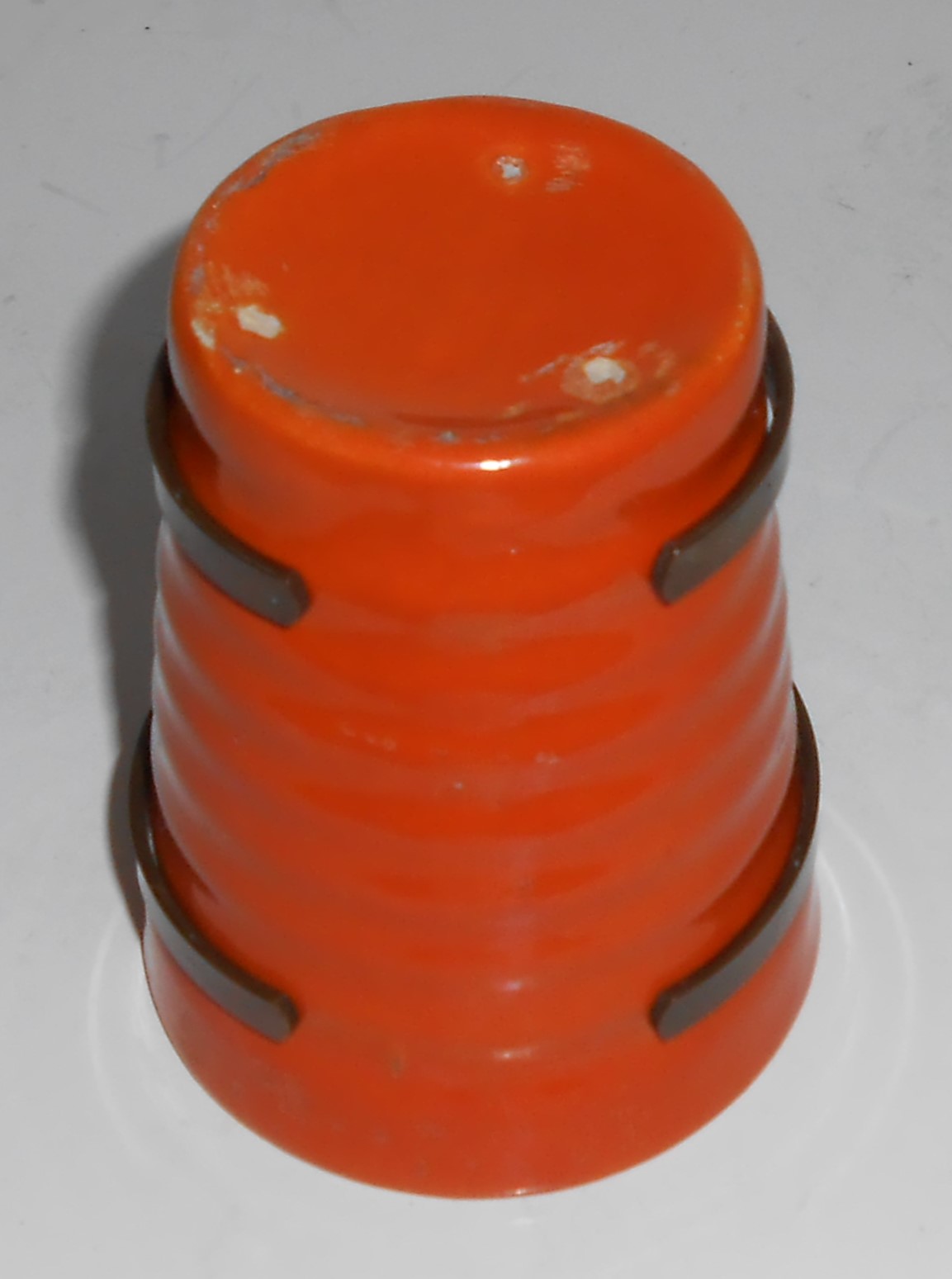 Bauer Pottery Ring Ware 6 Oz Orange Tumbler w/Handle