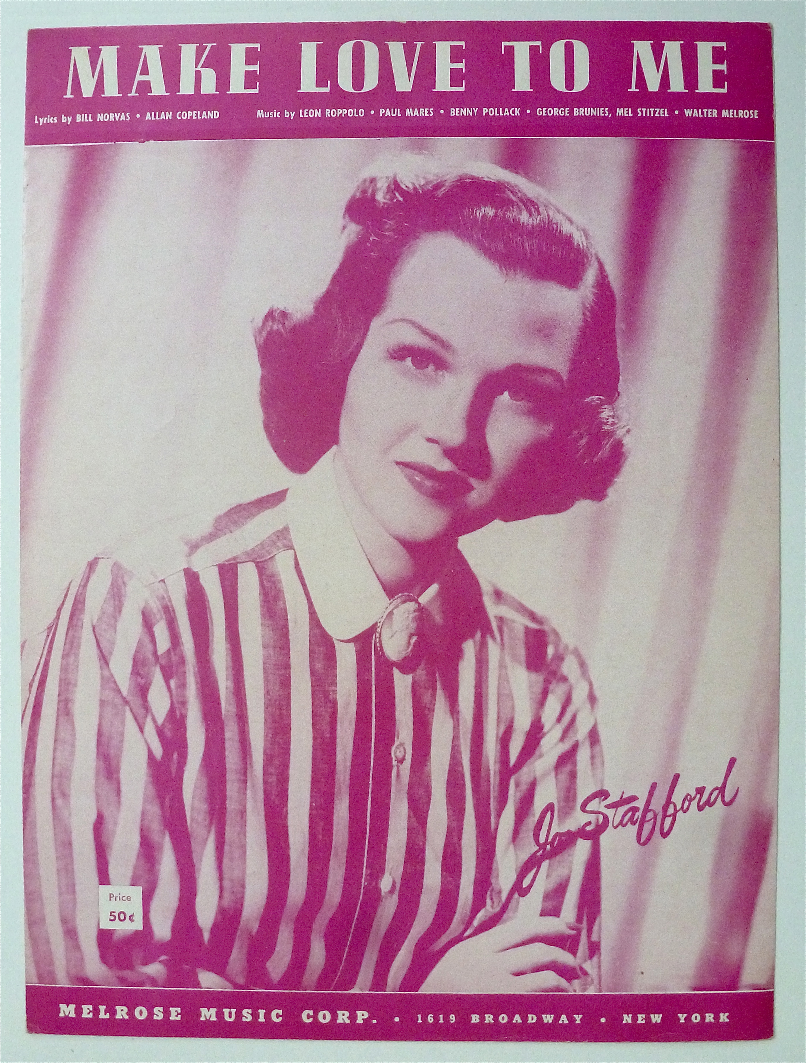 Sheet Music For 1953 Make Love To Me
