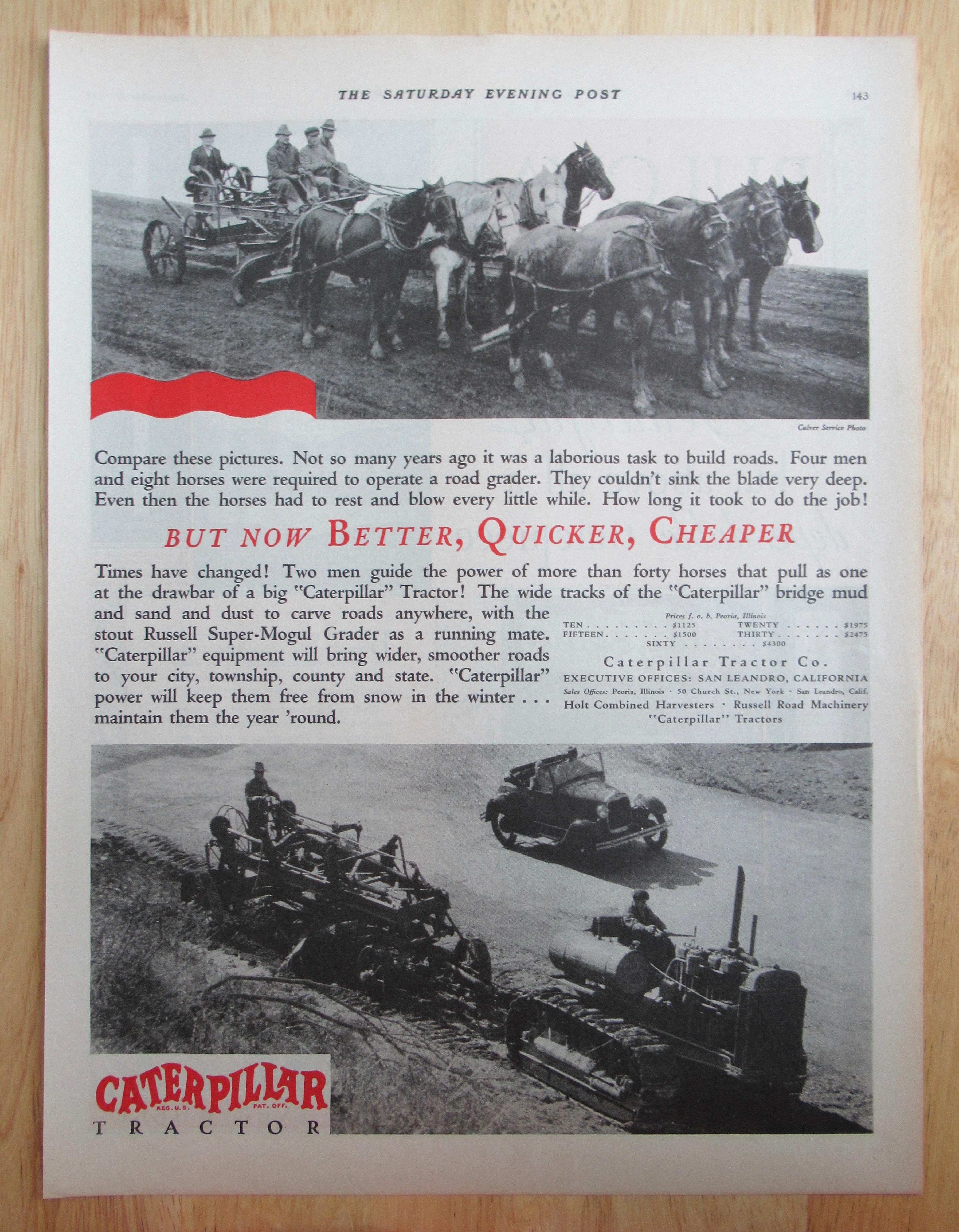 1929 Caterpillar Tractor with How Times Have Changed