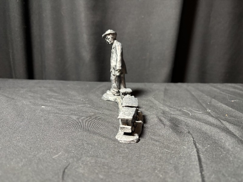 Michael Ricker Pewter Figurine Clown Boy Pulling Toy Train (Signed and Numbered)