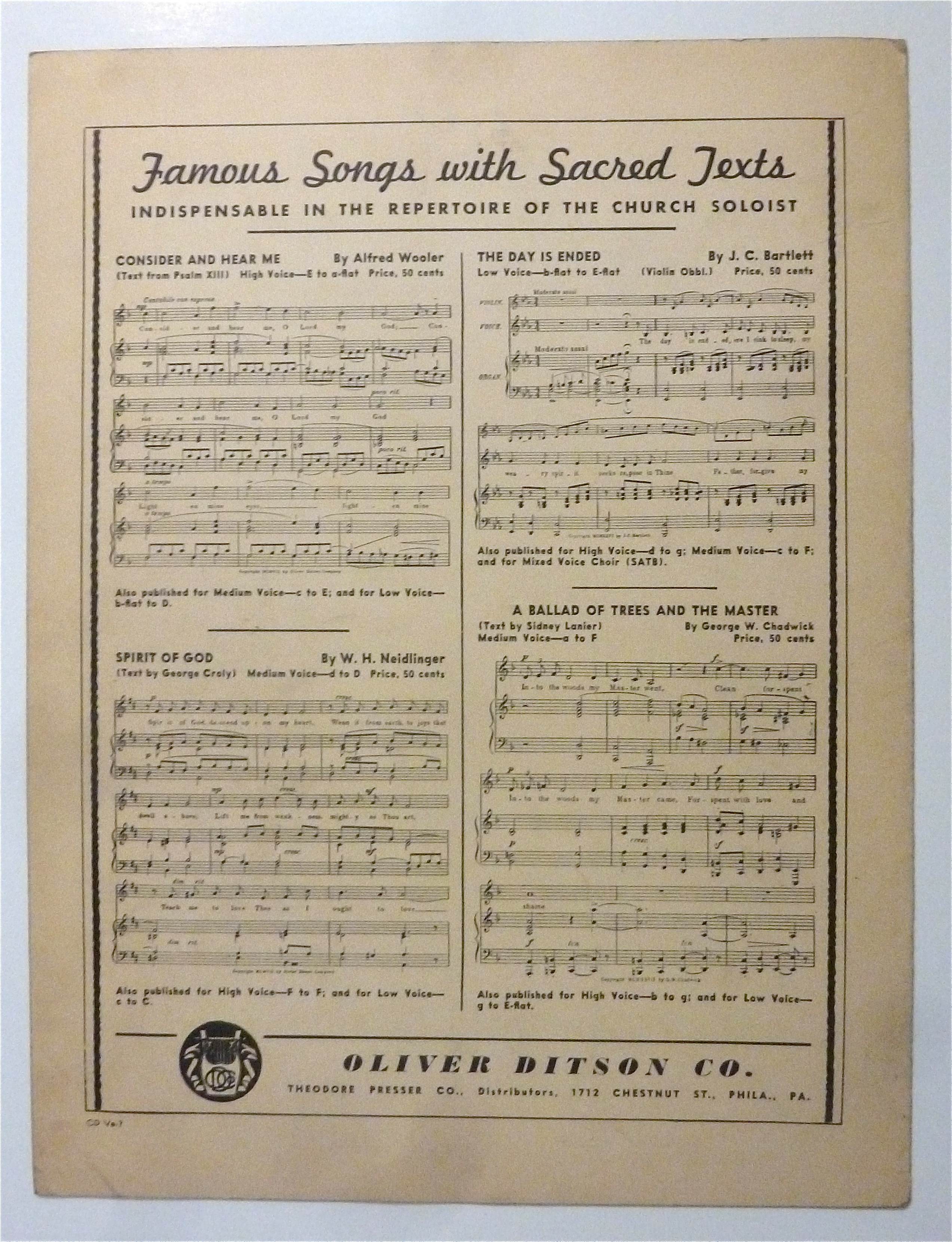 Sheet Music For Undated Ave Maria