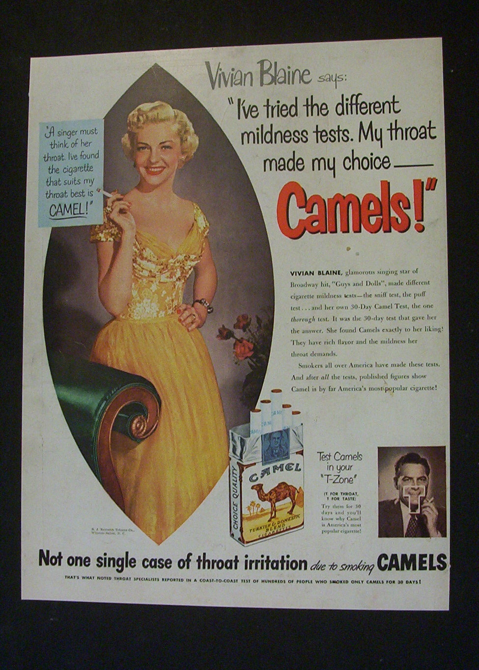 1951 Dual Ad: Camel  Cigarettes  &  Schenley  Whiskey
