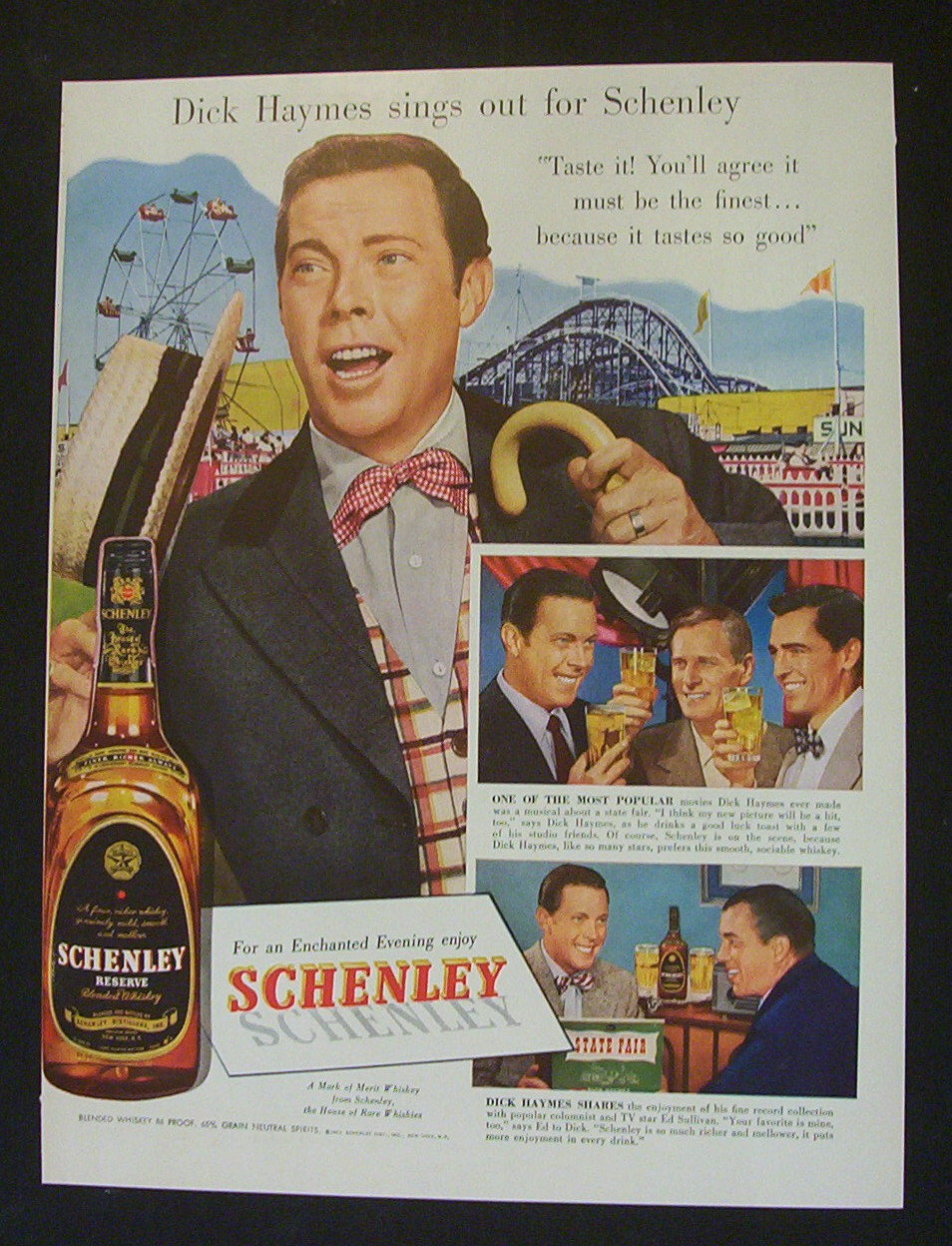 1951 Dual Ad: Camel  Cigarettes  &  Schenley  Whiskey
