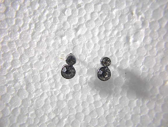 Silverton Bezel Set Double Rhinestone Pierced Earrings