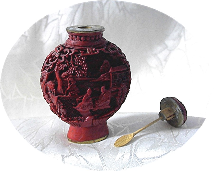 Oriental Cinnabar Snuff Bottle